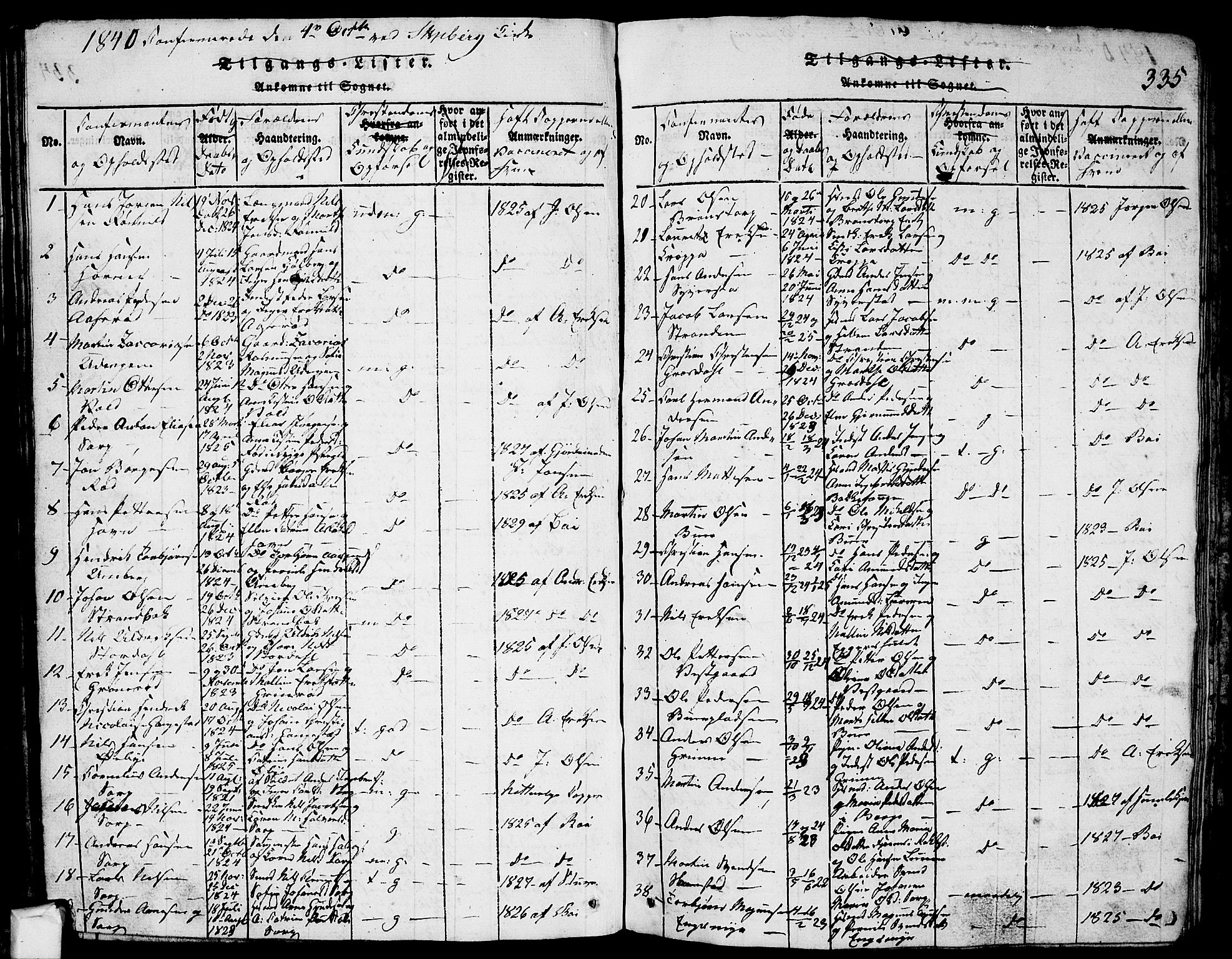 Skjeberg prestekontor Kirkebøker, SAO/A-10923/G/Ga/L0001: Parish register (copy) no. I 1, 1815-1830, p. 335