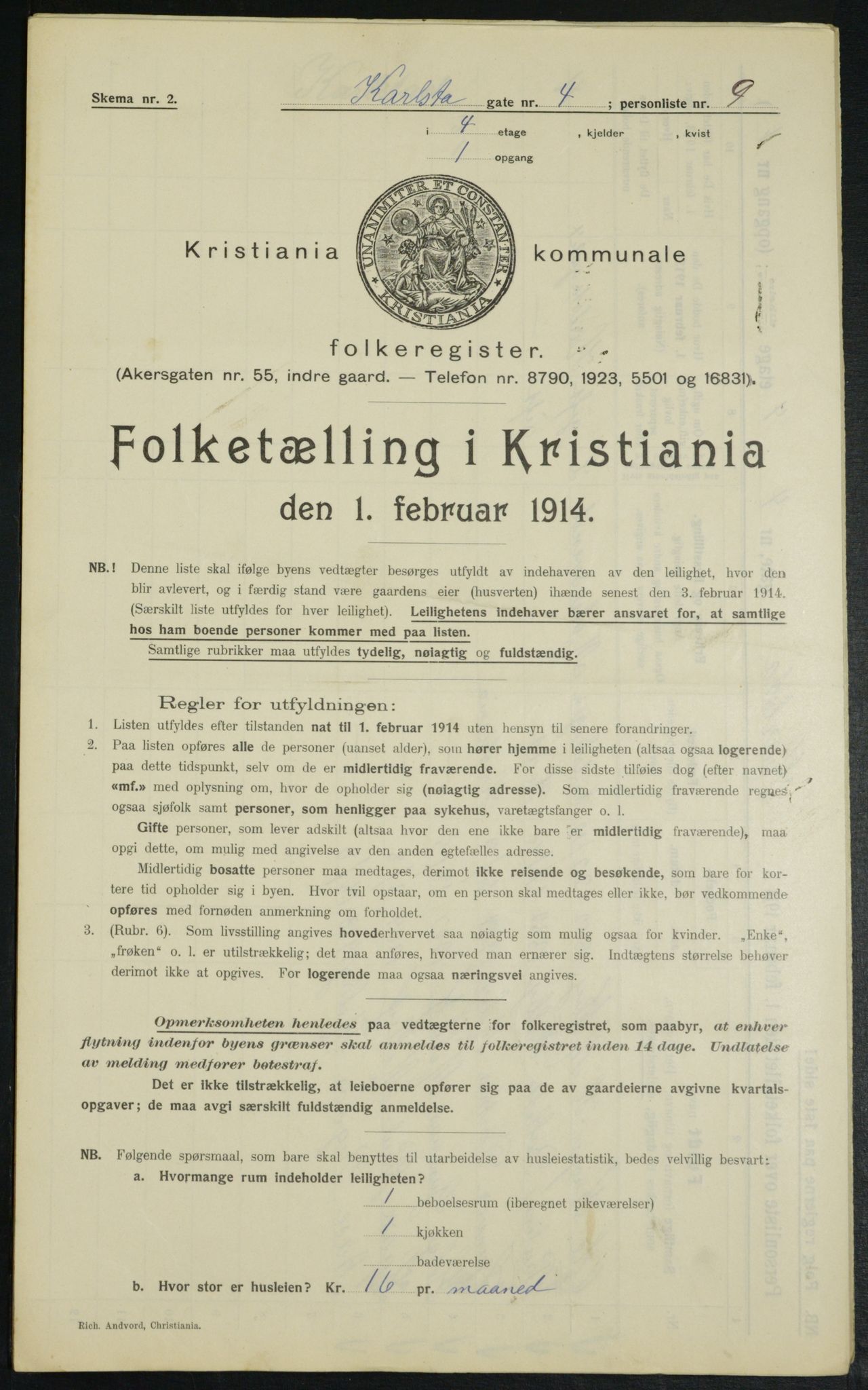 OBA, Municipal Census 1914 for Kristiania, 1914, p. 48923