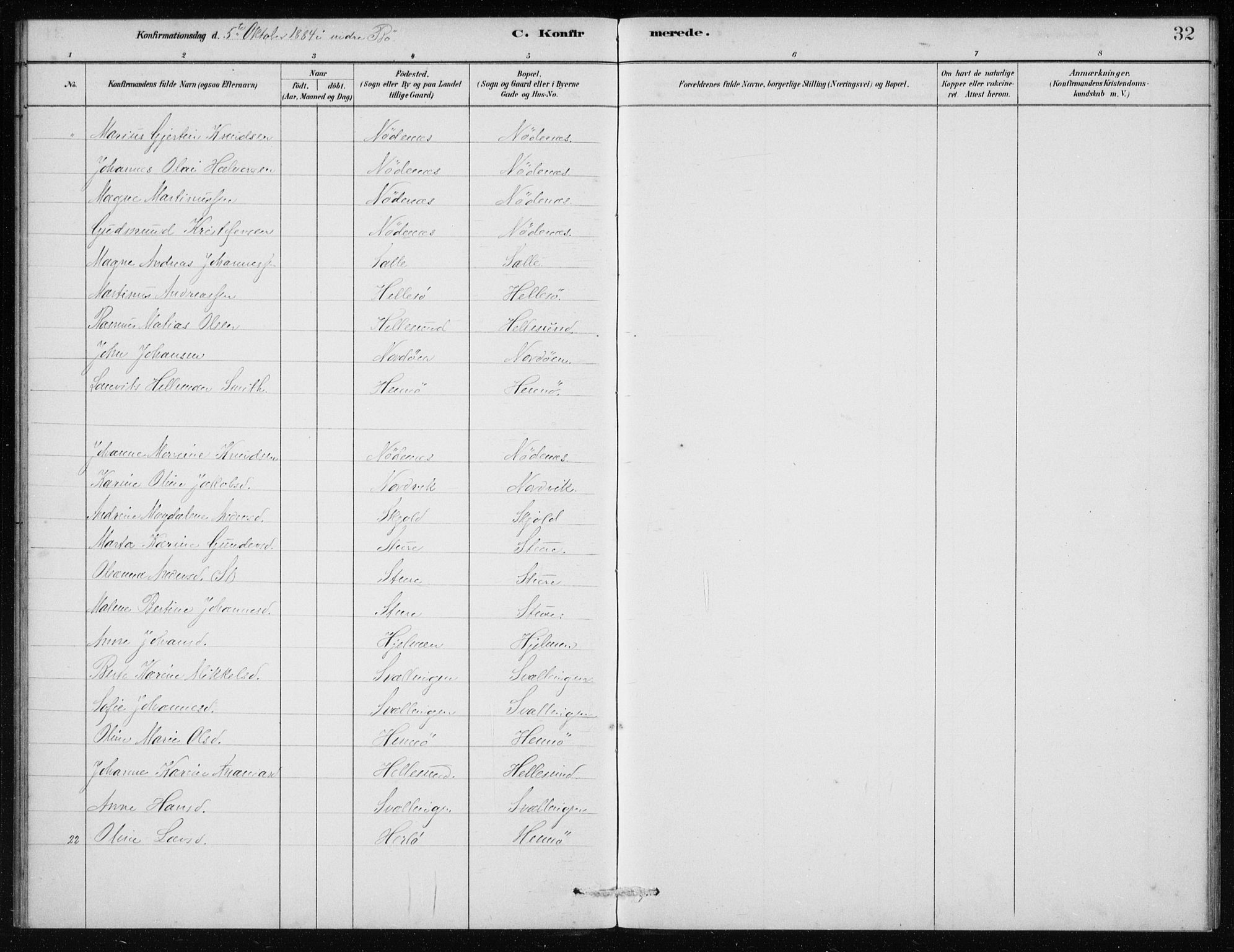 Manger sokneprestembete, AV/SAB-A-76801/H/Haa: Parish register (official) no. E  1, 1881-1890, p. 32