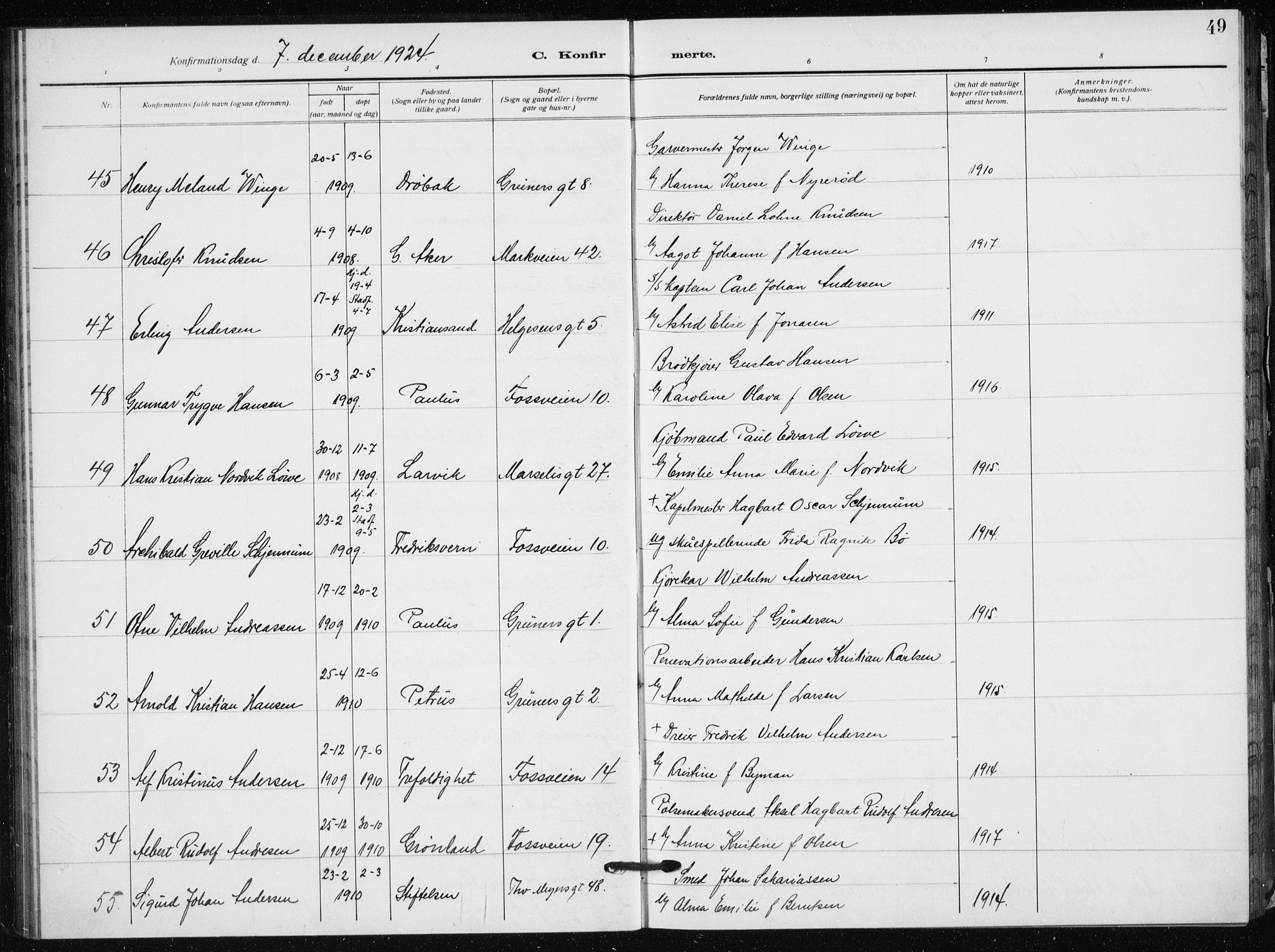 Hauge prestekontor Kirkebøker, SAO/A-10849/F/Fa/L0002: Parish register (official) no. 2, 1917-1938, p. 49