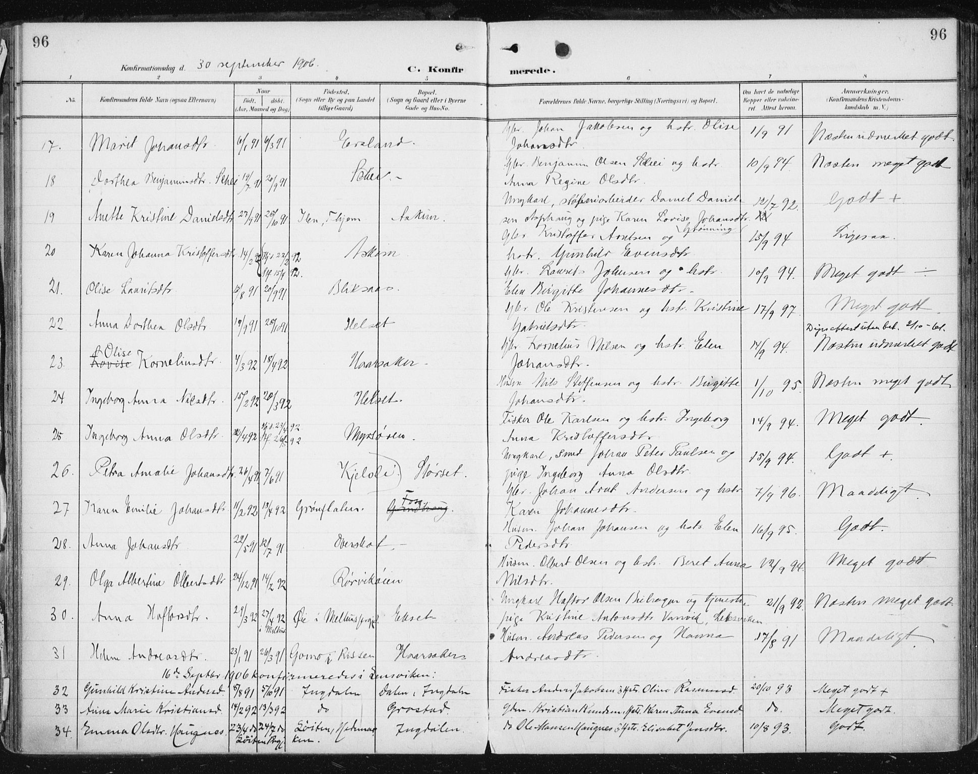Ministerialprotokoller, klokkerbøker og fødselsregistre - Sør-Trøndelag, SAT/A-1456/646/L0616: Parish register (official) no. 646A14, 1900-1918, p. 96