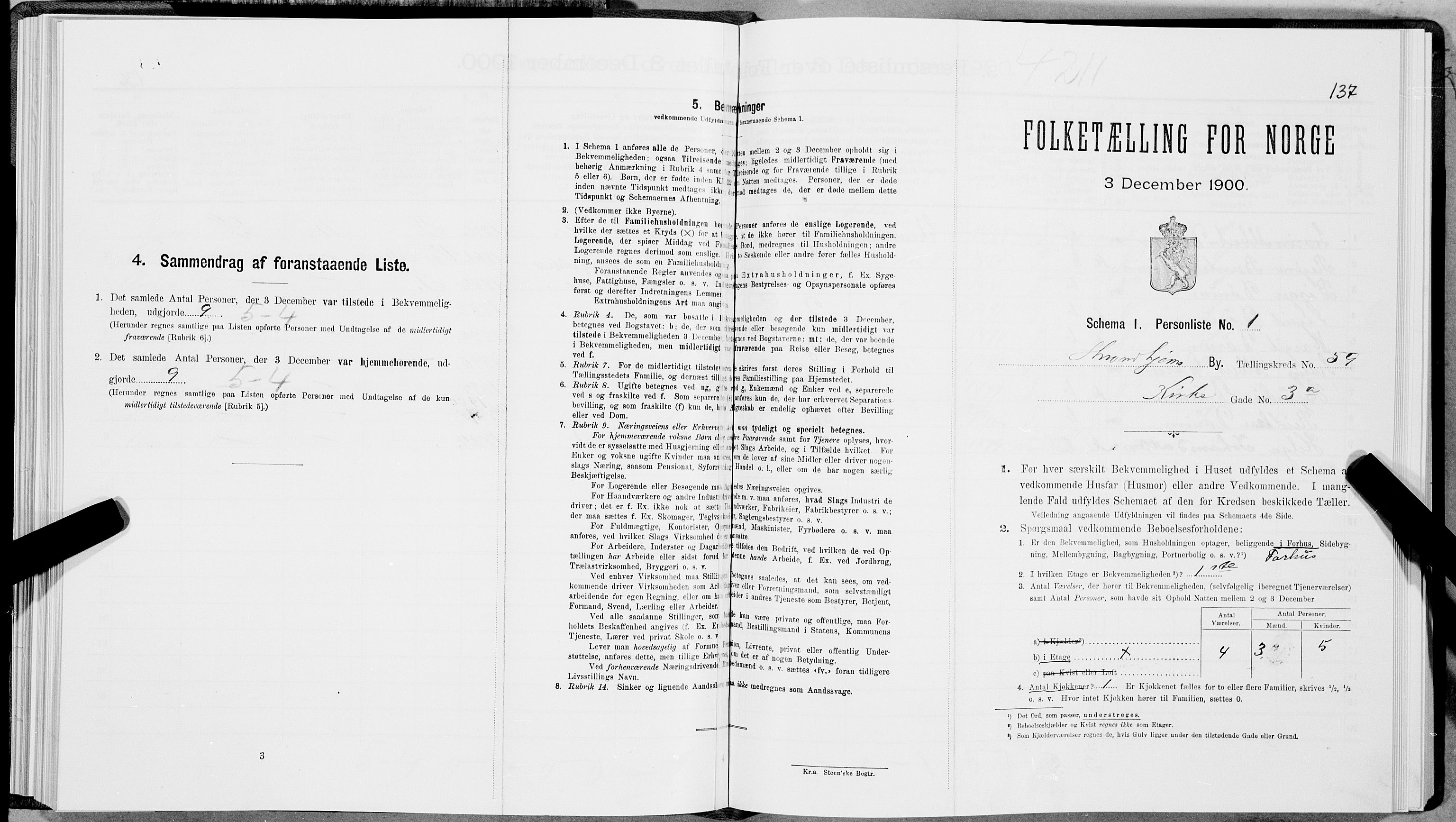 SAT, 1900 census for Trondheim, 1900, p. 10032