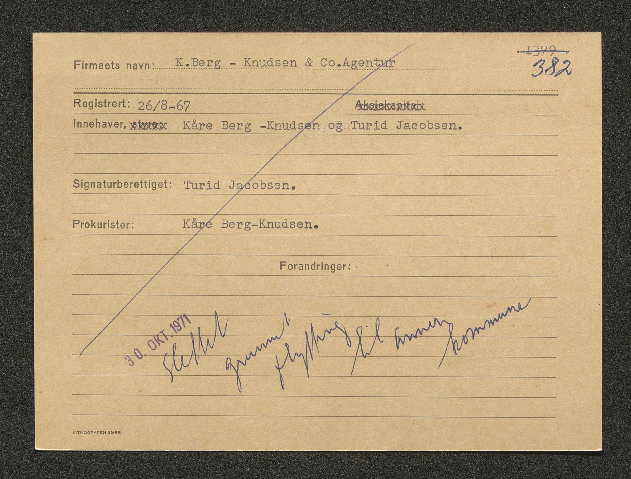 Stavanger byfogd, SAST/A-101408/001/4/42/422/4221A/L0001: Register over slettede firma A-C, 1891-1987, p. 213