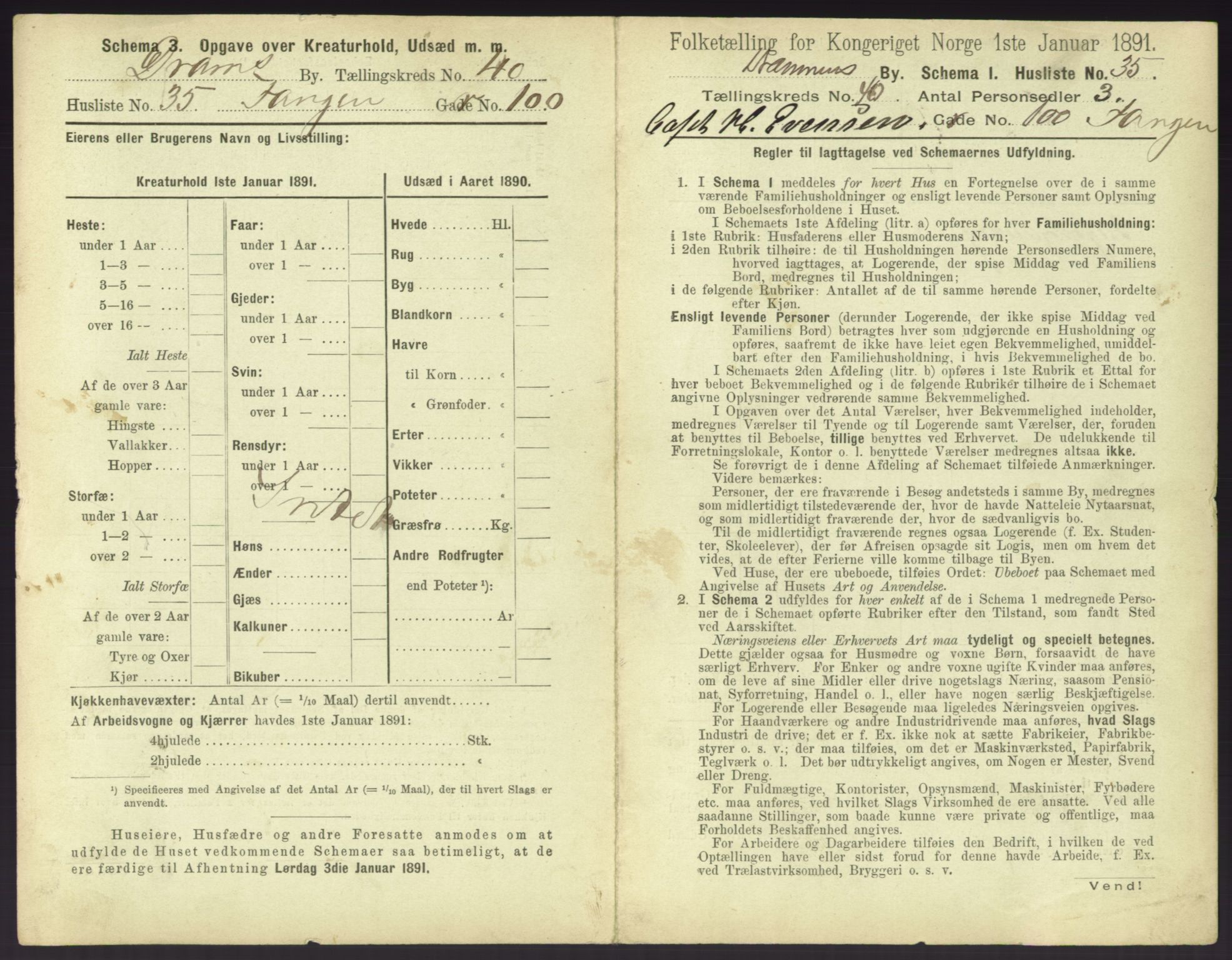 RA, 1891 census for 0602 Drammen, 1891, p. 3629