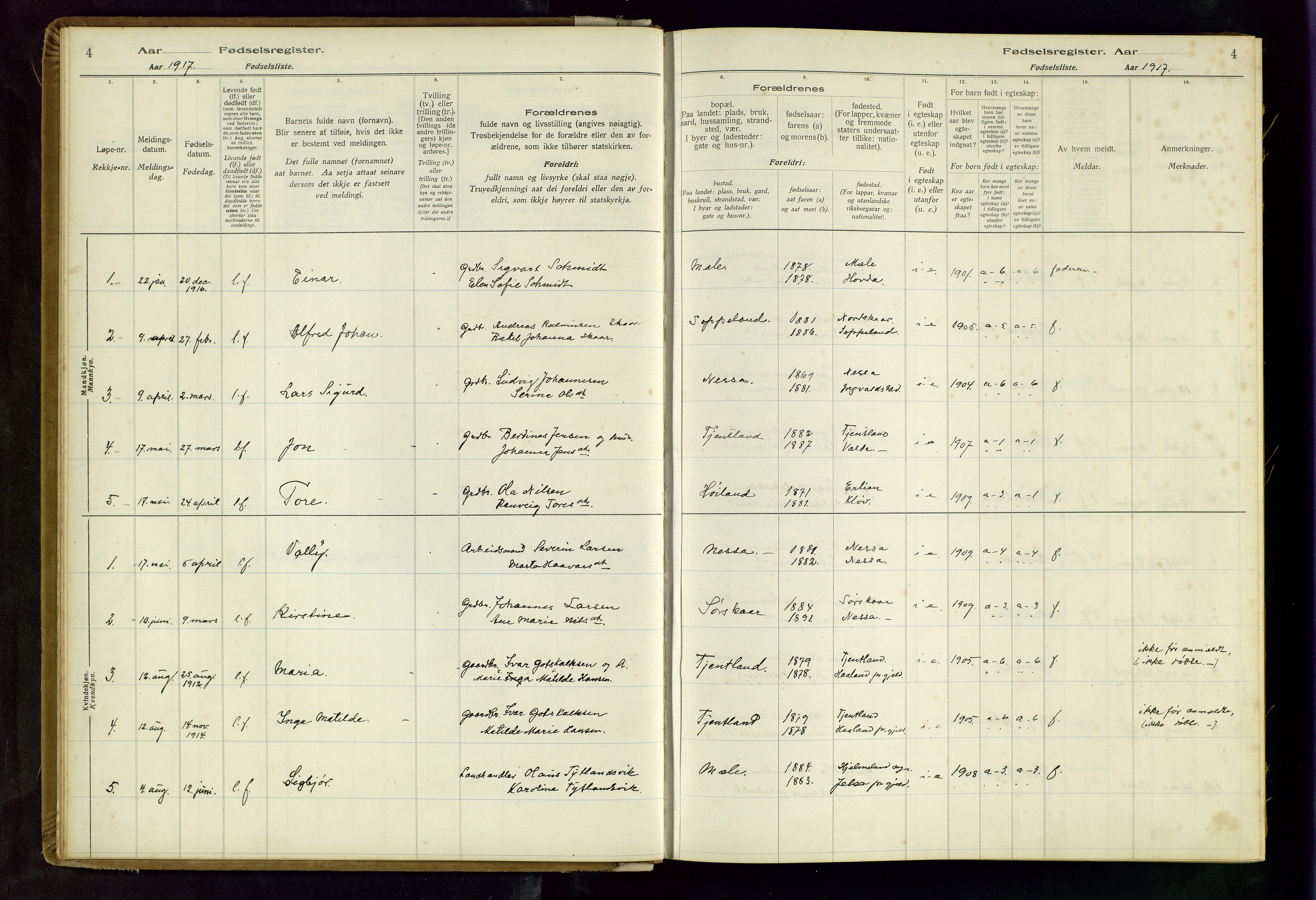 Hjelmeland sokneprestkontor, AV/SAST-A-101843/02/B/L0004: Birth register no. 4, 1997-1997, p. 4