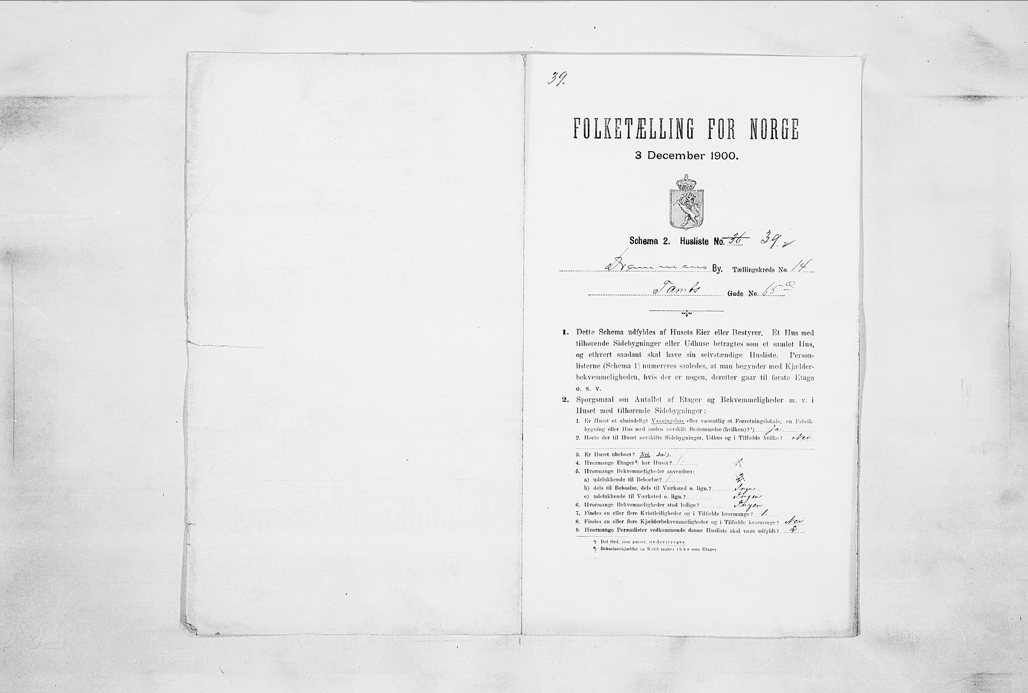 RA, 1900 census for Drammen, 1900, p. 2742