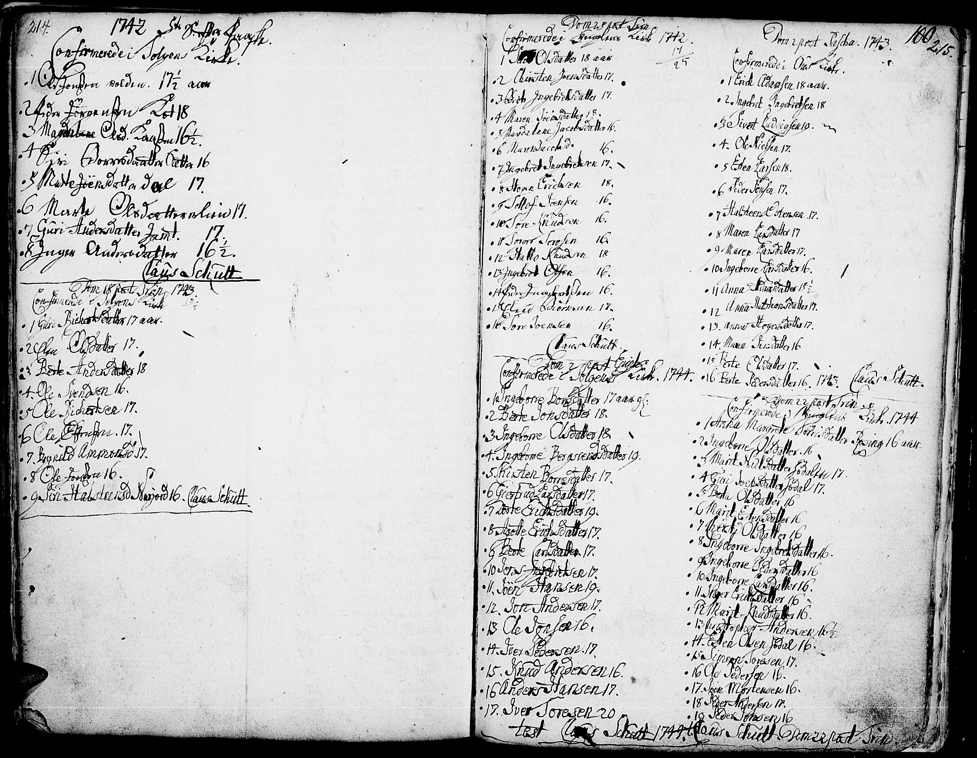 Tolga prestekontor, SAH/PREST-062/K/L0001: Parish register (official) no. 1, 1733-1767, p. 214-215