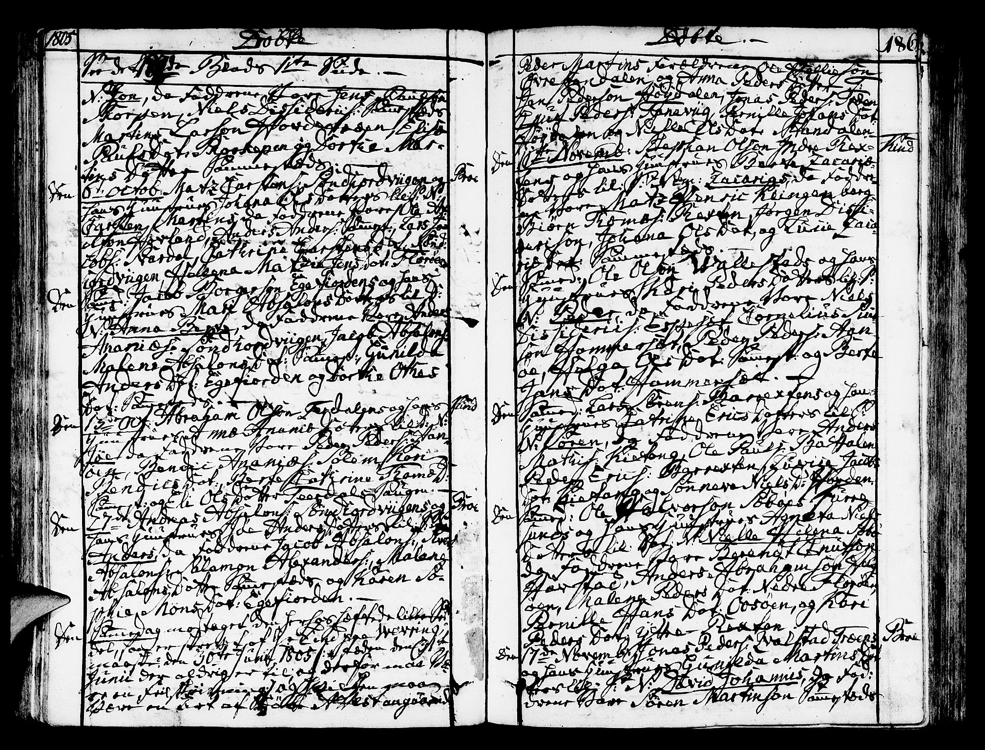 Kinn sokneprestembete, AV/SAB-A-80801/H/Haa/Haaa/L0003: Parish register (official) no. A 3, 1785-1821, p. 186