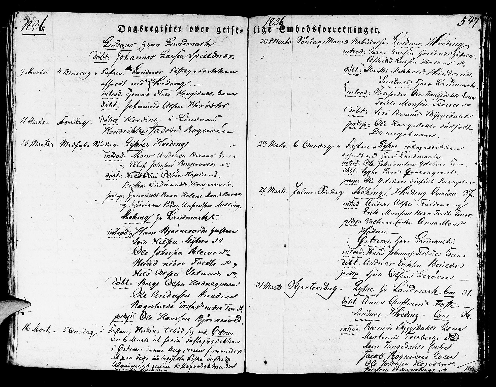 Lindås Sokneprestembete, AV/SAB-A-76701/H/Haa/Haaa/L0008: Parish register (official) no. A 8, 1823-1836, p. 547