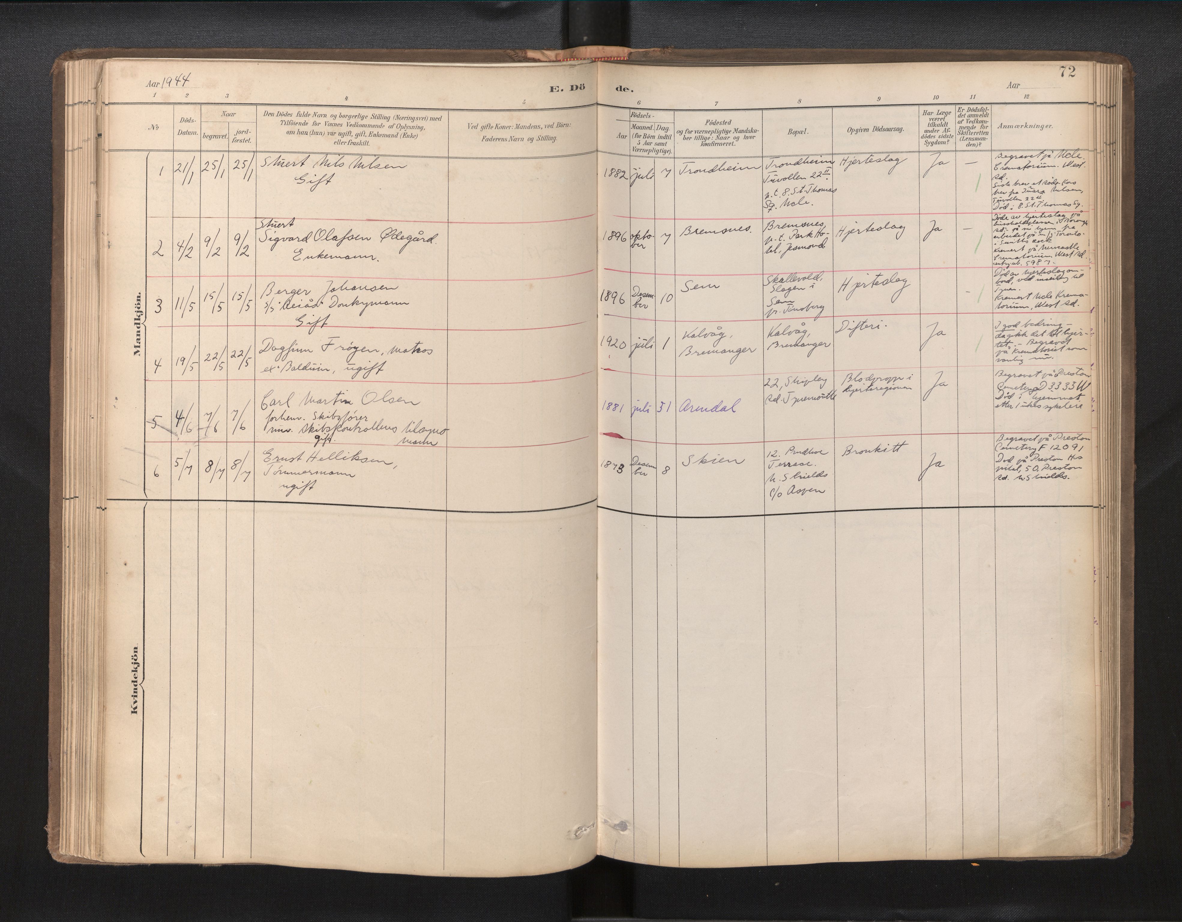 Den norske sjømannsmisjon i utlandet/Tyne-havnene (North Shields og New Castle), AV/SAB-SAB/PA-0101/H/Ha/L0003: Parish register (official) no. A 3, 1898-1966, p. 71b-72a