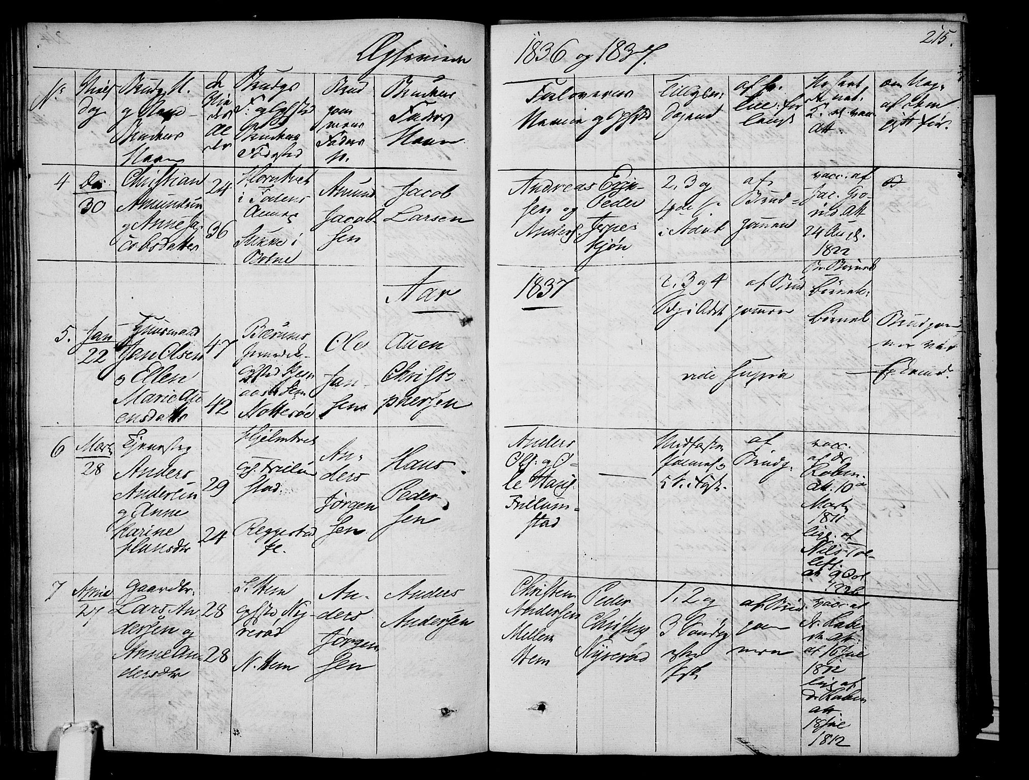 Våle kirkebøker, AV/SAKO-A-334/F/Fa/L0008: Parish register (official) no. I 8, 1824-1844, p. 215