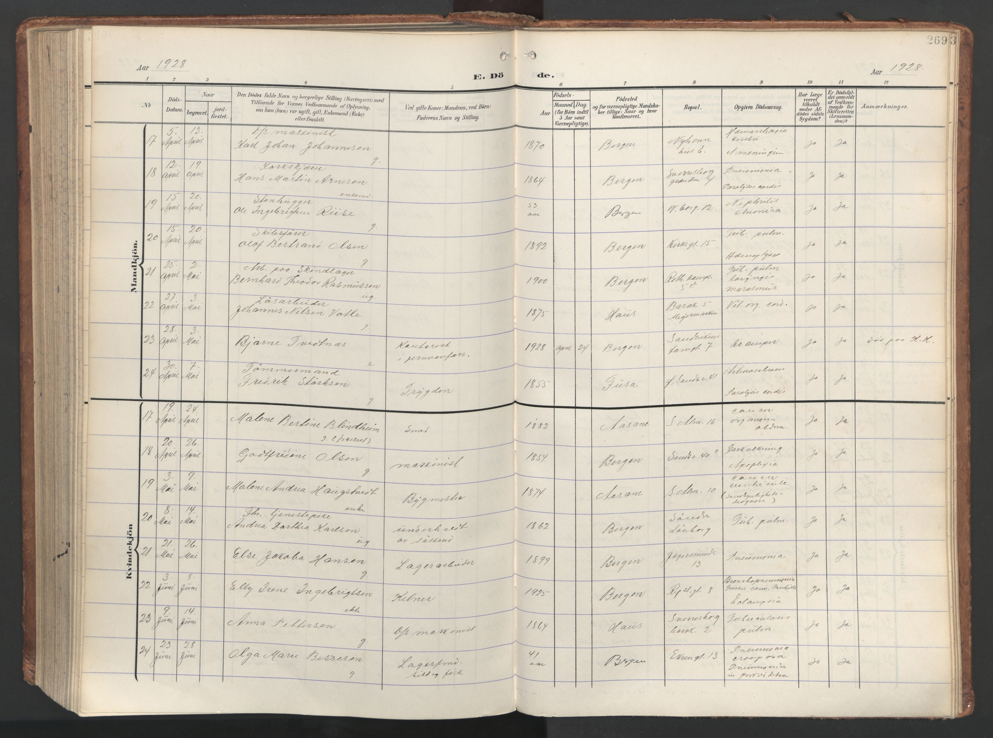 Sandviken Sokneprestembete, AV/SAB-A-77601/H/Ha/L0019: Parish register (official) no. E 2, 1905-1933, p. 269