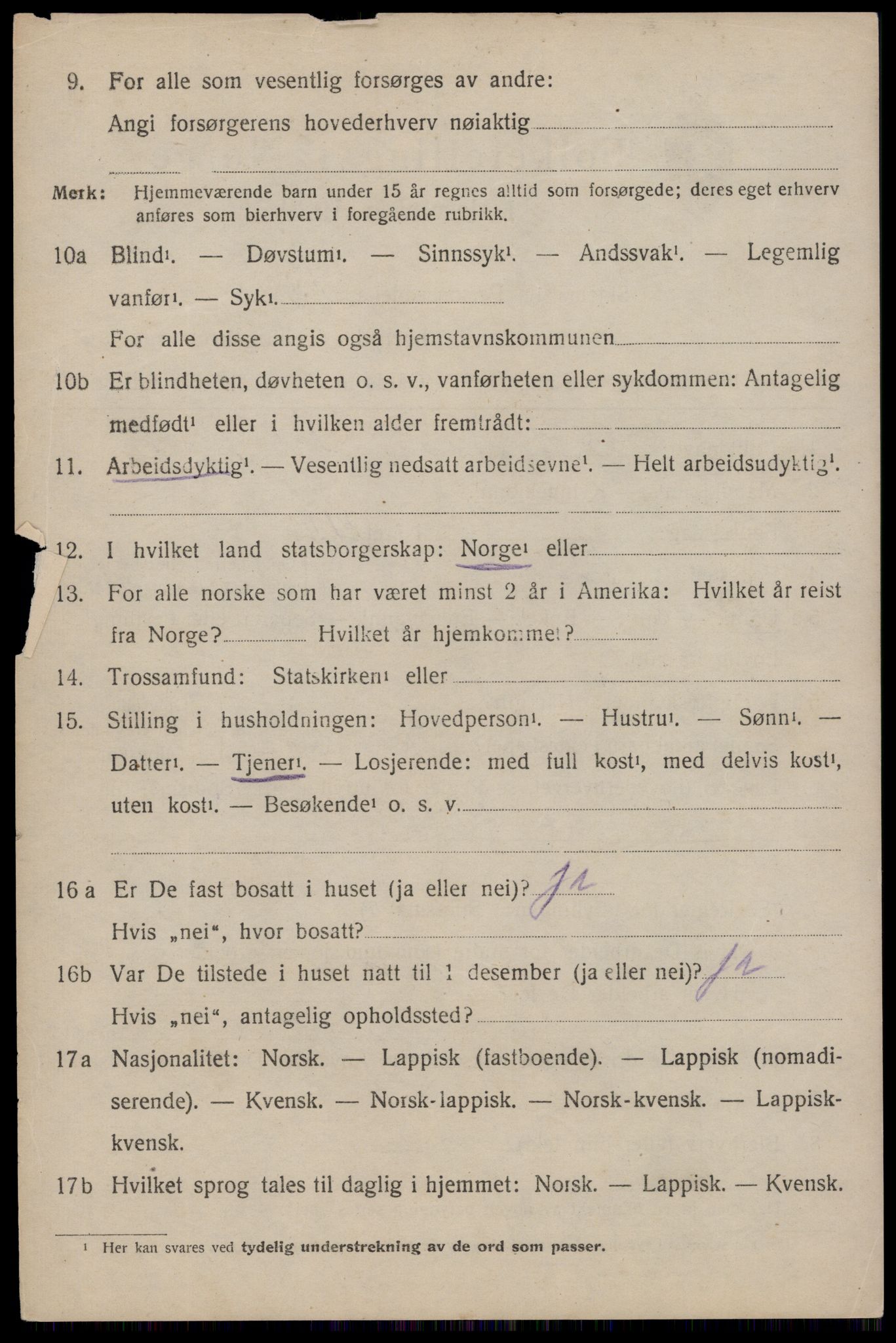 SAT, 1920 census for Moskenes, 1920, p. 2521