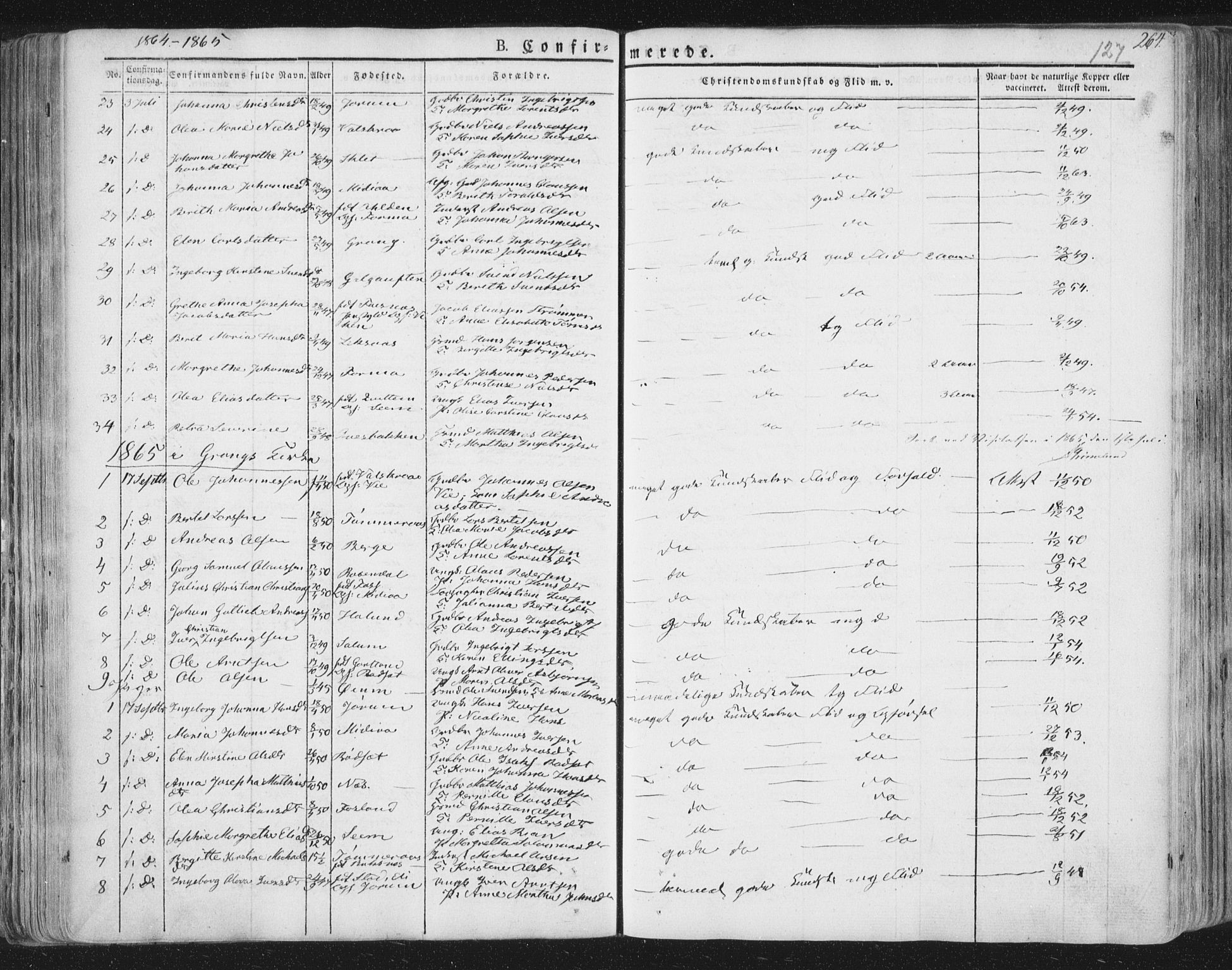 Ministerialprotokoller, klokkerbøker og fødselsregistre - Nord-Trøndelag, SAT/A-1458/758/L0513: Parish register (official) no. 758A02 /1, 1839-1868, p. 127