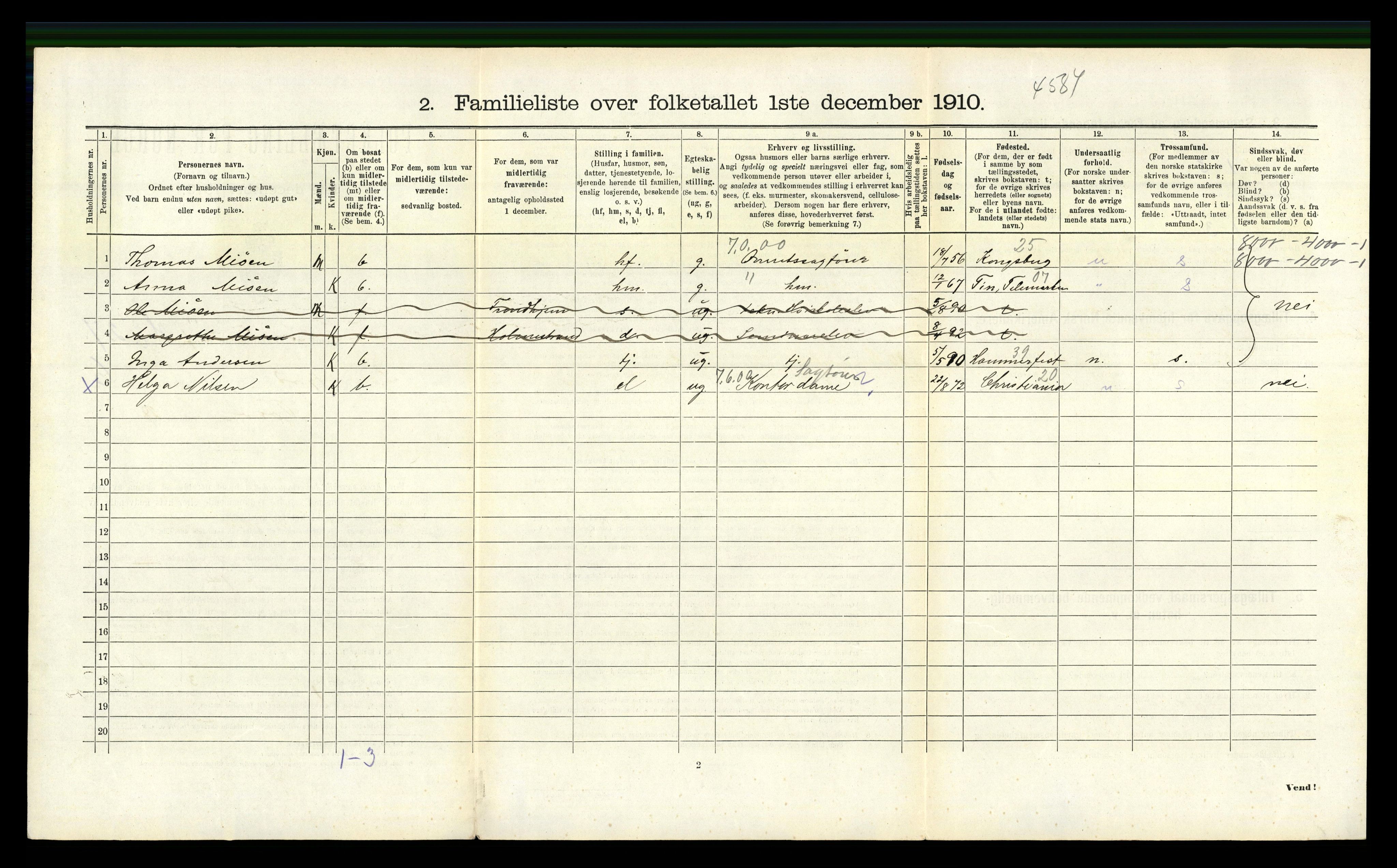 RA, 1910 census for Sandefjord, 1910, p. 1845