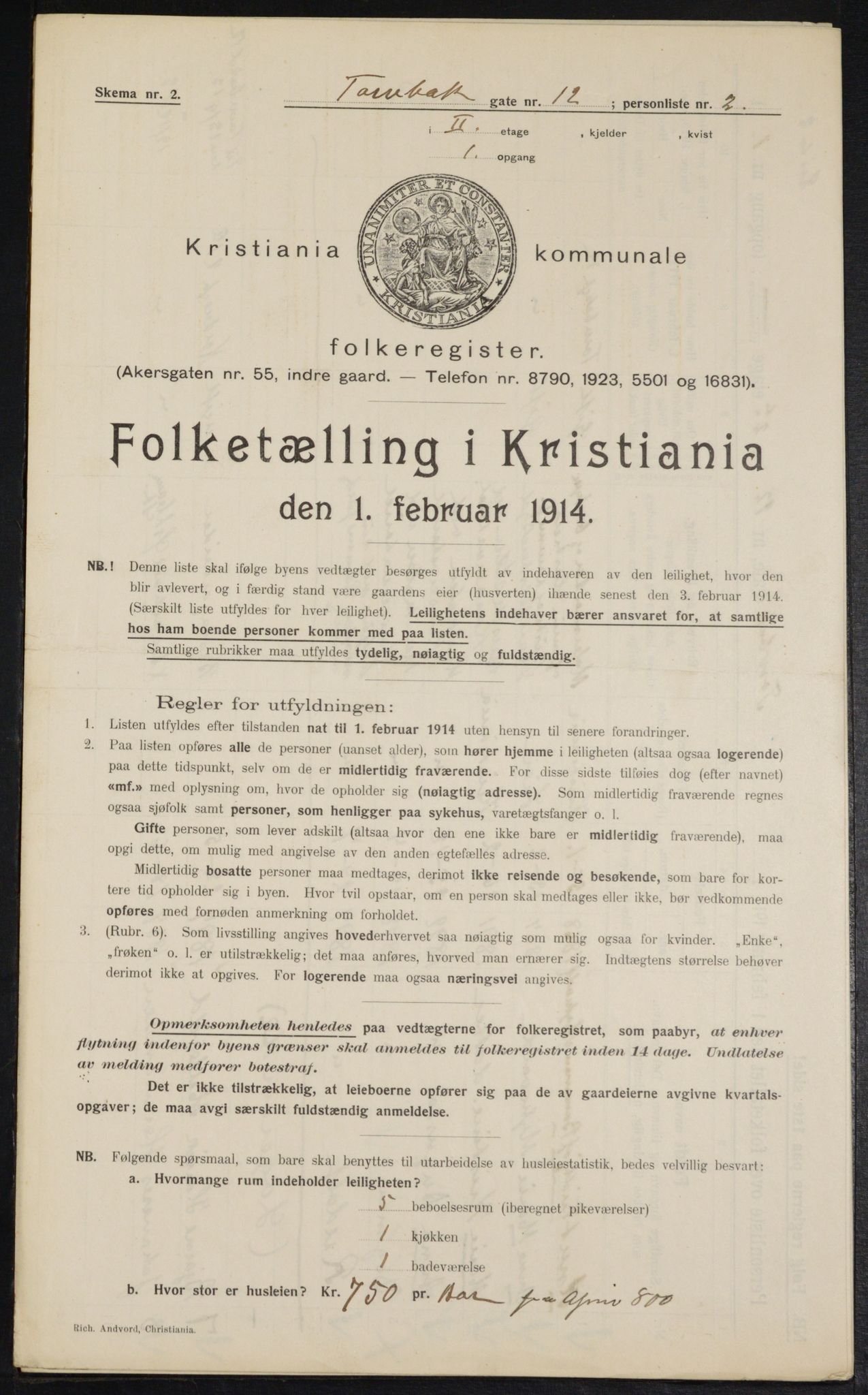 OBA, Municipal Census 1914 for Kristiania, 1914, p. 115949