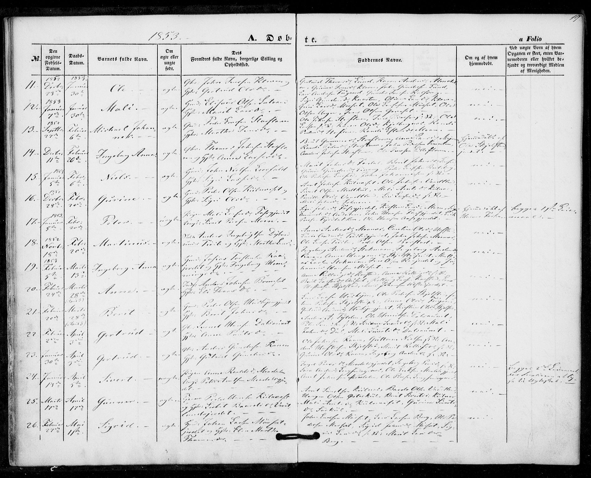 Ministerialprotokoller, klokkerbøker og fødselsregistre - Nord-Trøndelag, SAT/A-1458/703/L0028: Parish register (official) no. 703A01, 1850-1862, p. 19
