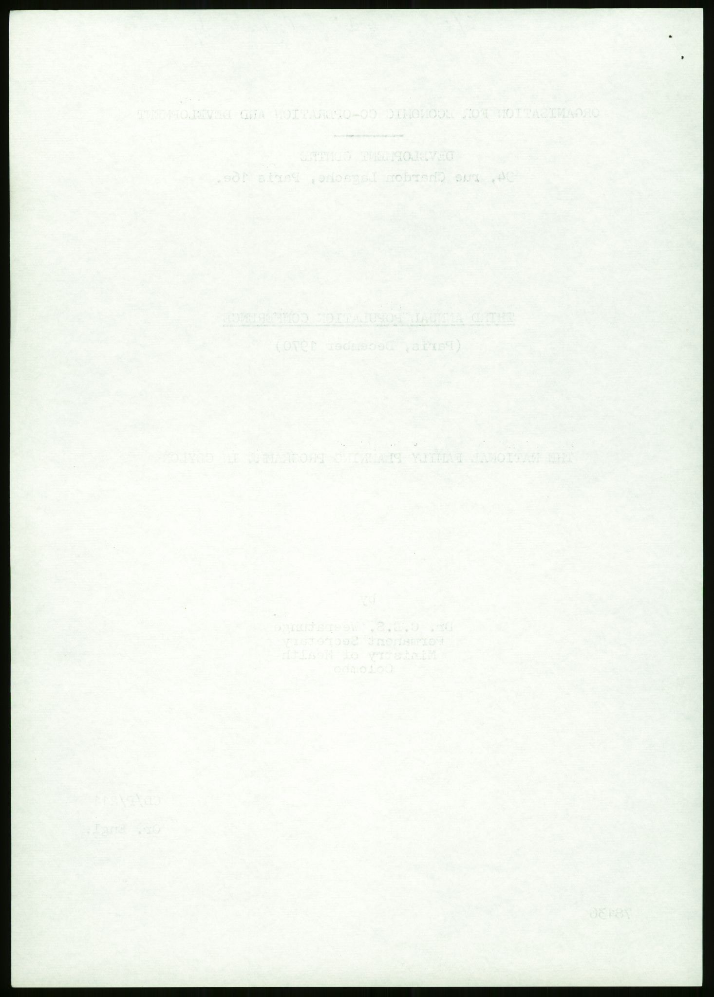 Norsk Utviklingshjelp, AV/RA-S-6305/1/D/Db/L0031/0002: Prosjekter. Asia / Celyon. Familieplanlegging, 1971-1972, p. 6
