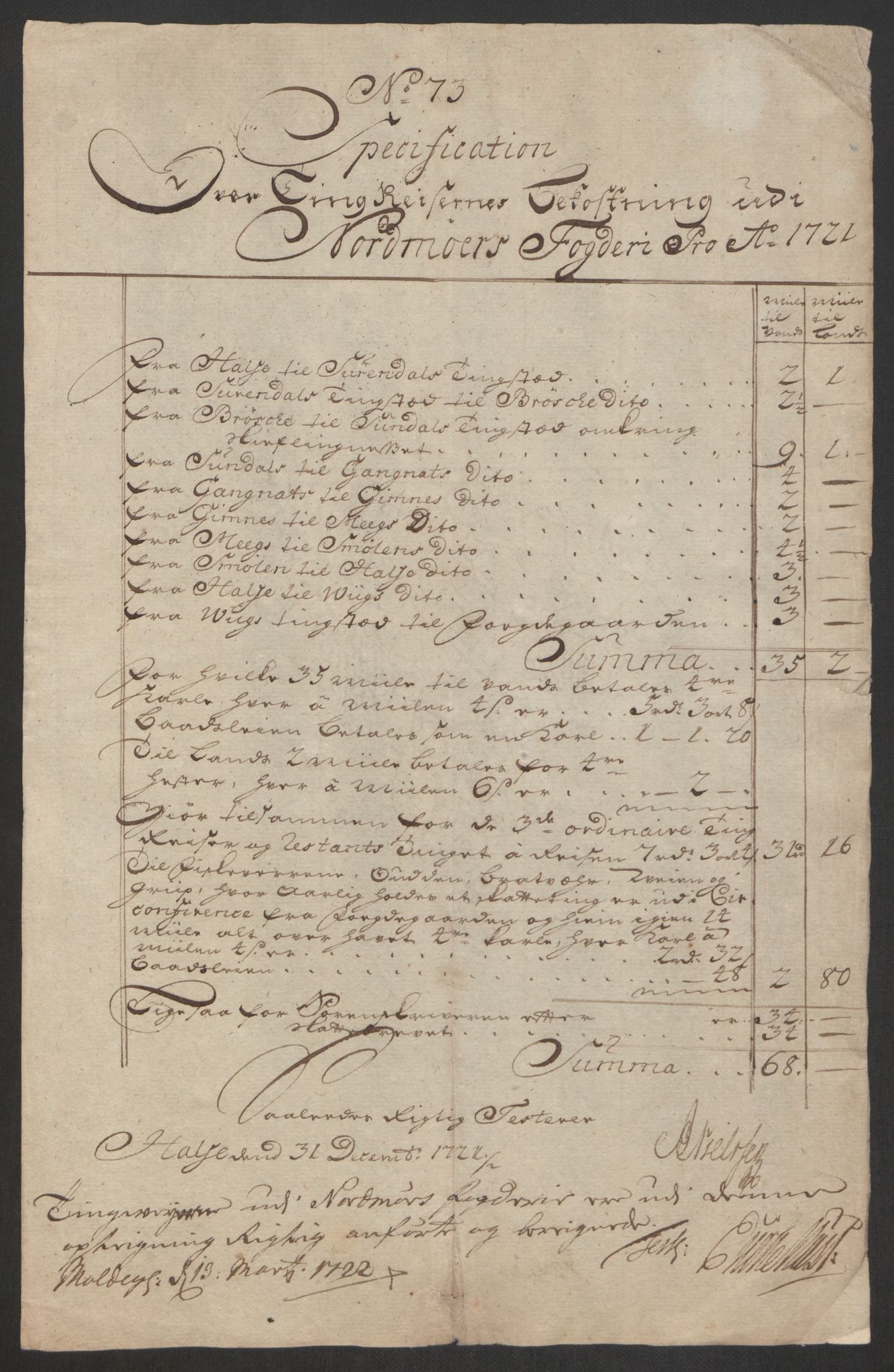 Rentekammeret inntil 1814, Reviderte regnskaper, Fogderegnskap, RA/EA-4092/R56/L3754: Fogderegnskap Nordmøre, 1721, p. 461