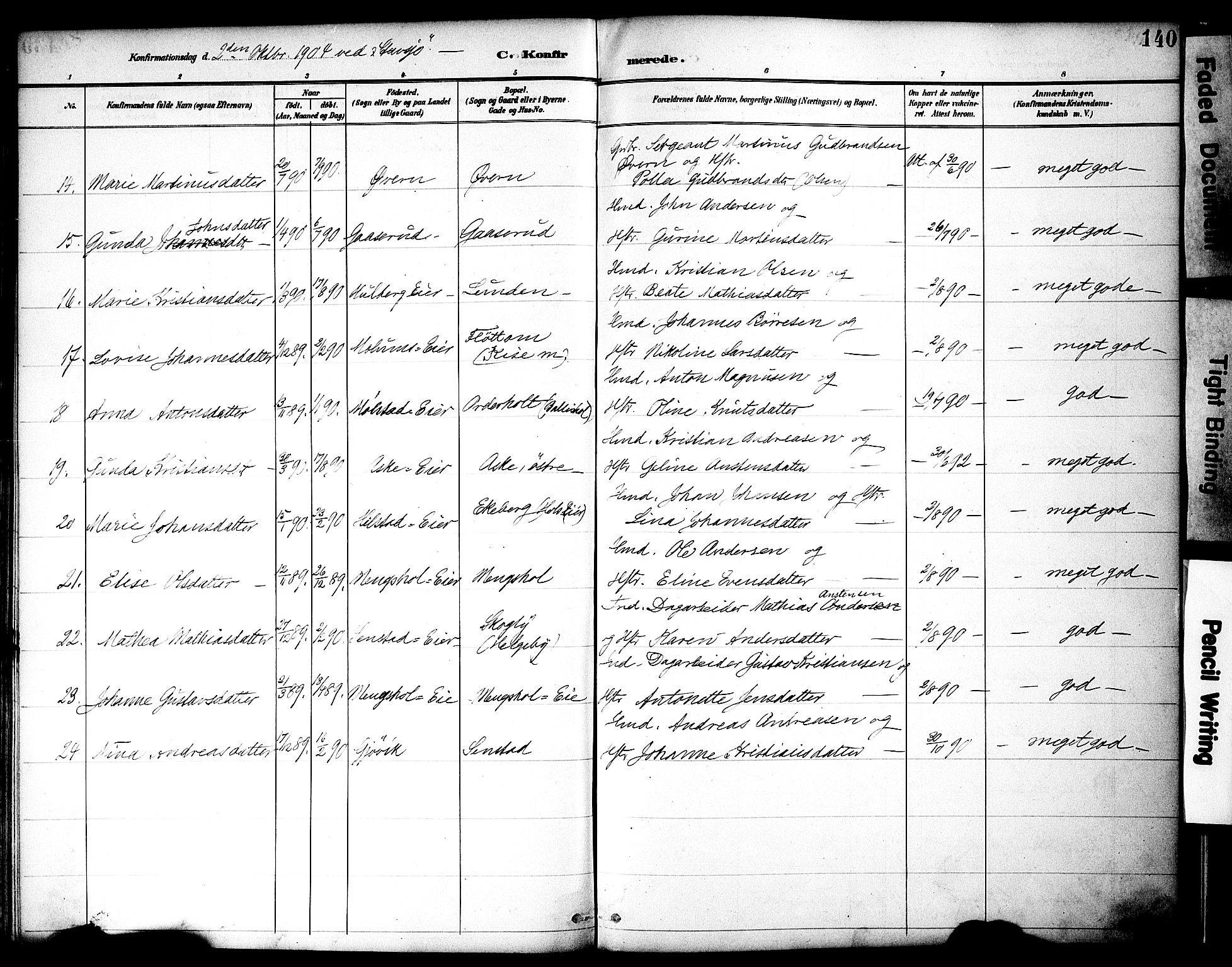 Nes prestekontor, Hedmark, AV/SAH-PREST-020/K/Ka/L0010: Parish register (official) no. 10, 1887-1905, p. 140