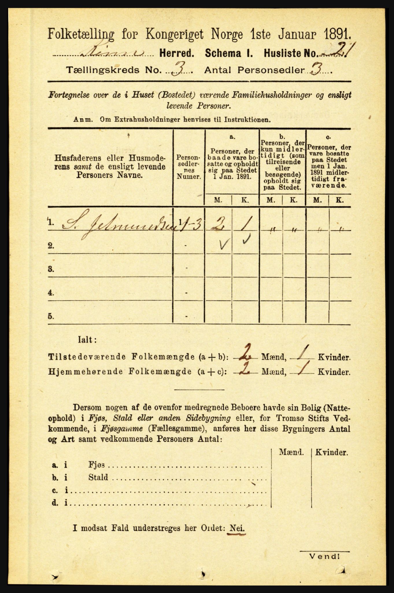 RA, 1891 census for 1437 Kinn, 1891, p. 904