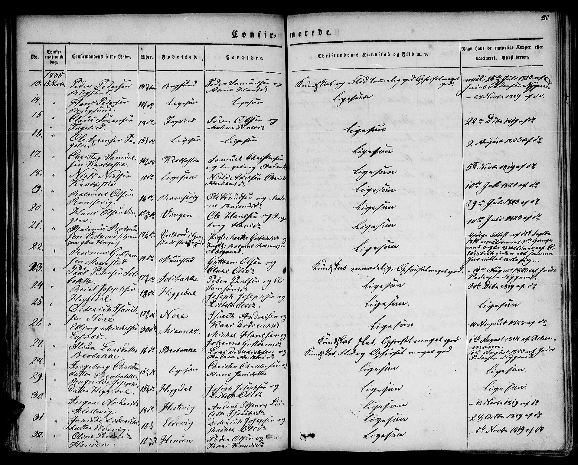 Davik sokneprestembete, AV/SAB-A-79701/H/Haa/Haaa/L0004: Parish register (official) no. A 4, 1830-1849, p. 120