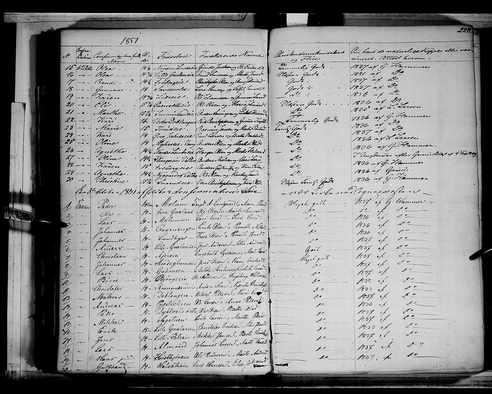 Vang prestekontor, Hedmark, SAH/PREST-008/H/Ha/Haa/L0010: Parish register (official) no. 10, 1841-1855, p. 223