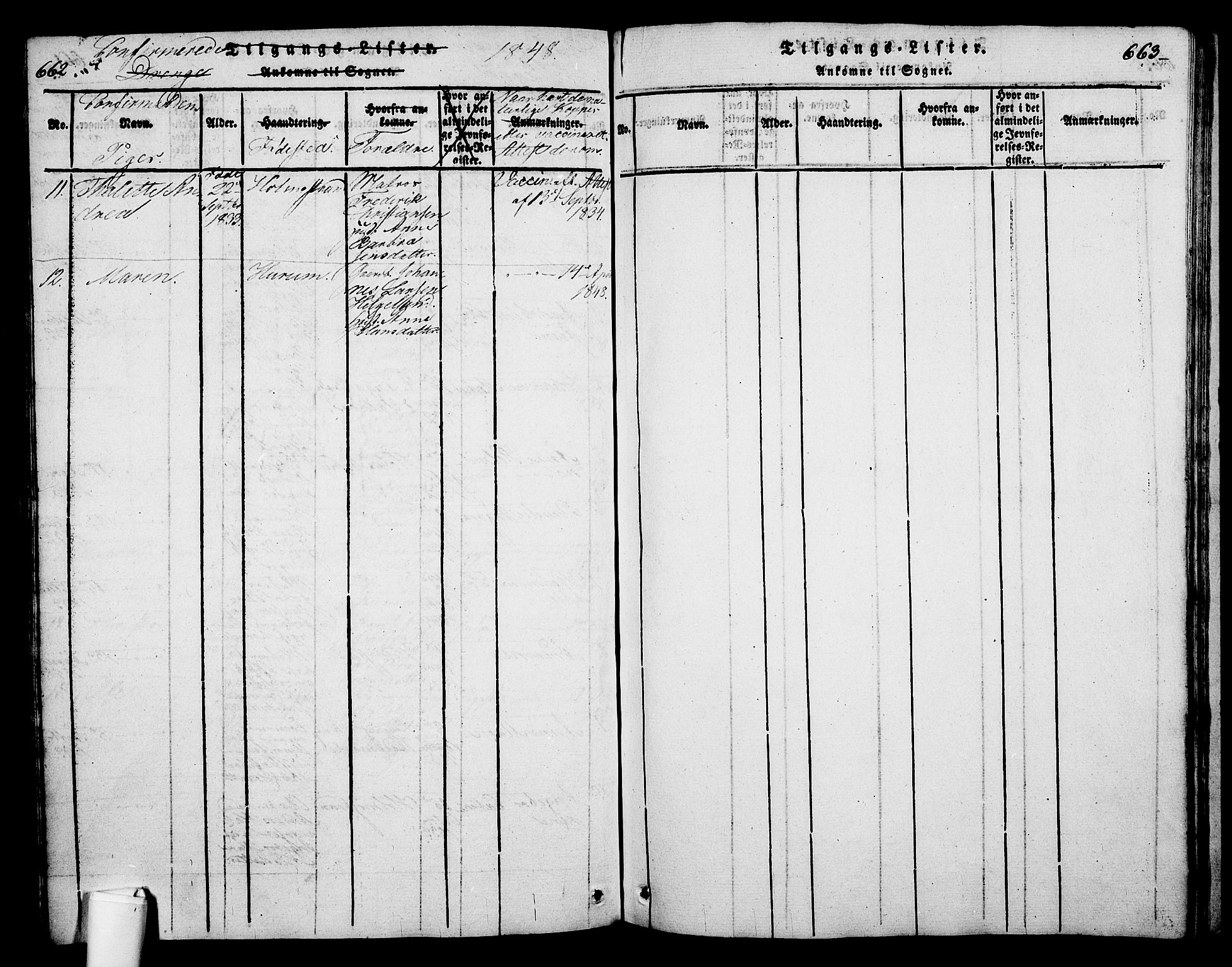 Holmestrand kirkebøker, AV/SAKO-A-346/G/Ga/L0001: Parish register (copy) no. 1, 1814-1848, p. 662-663