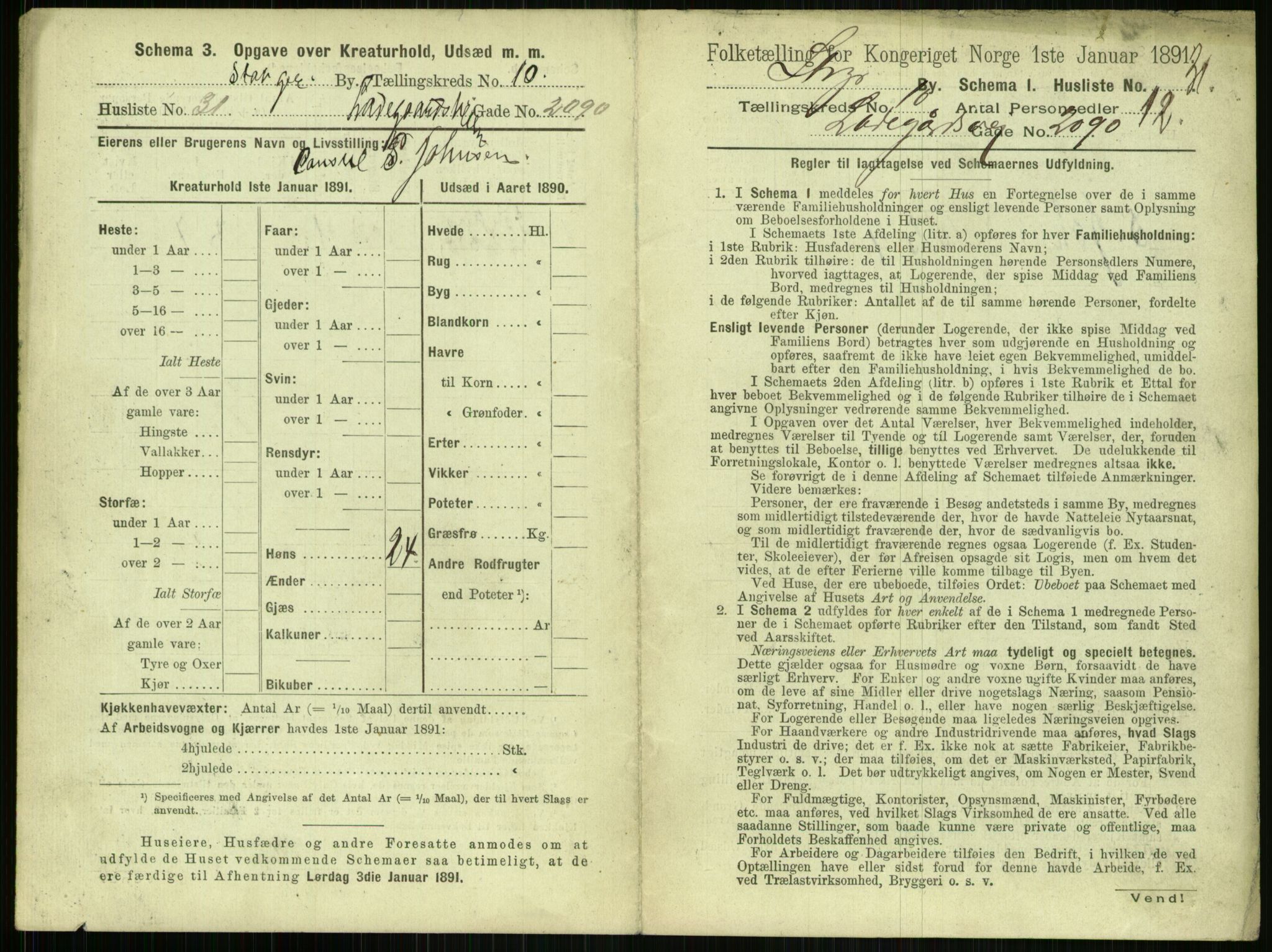 RA, 1891 census for 1103 Stavanger, 1891, p. 1955