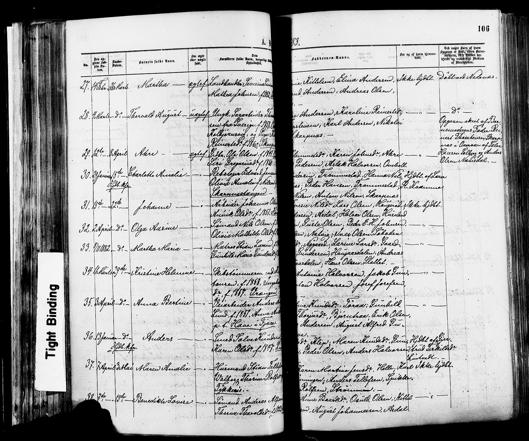 Øyestad sokneprestkontor, AV/SAK-1111-0049/F/Fa/L0016: Parish register (official) no. A 16, 1874-1886, p. 106