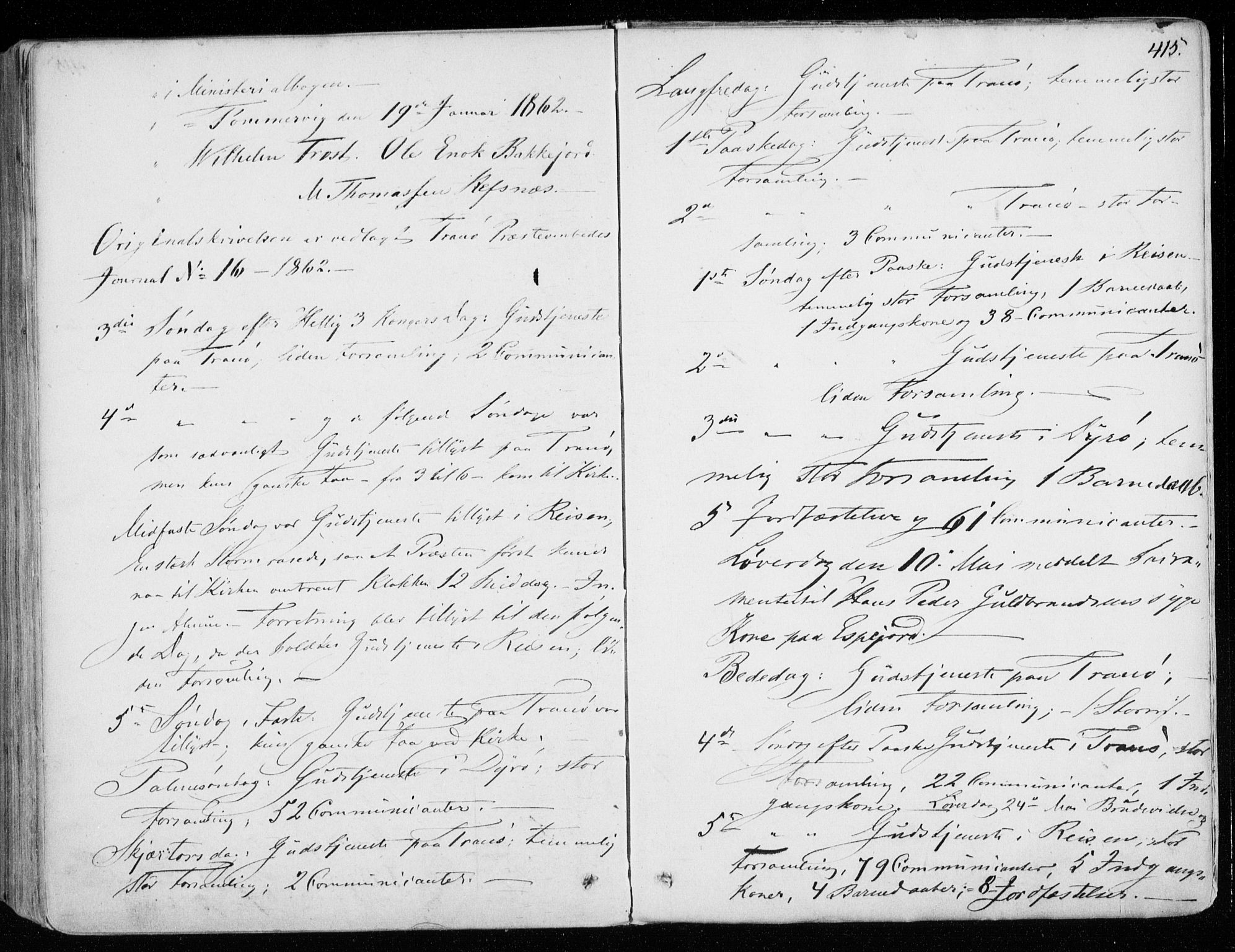 Tranøy sokneprestkontor, SATØ/S-1313/I/Ia/Iaa/L0007kirke: Parish register (official) no. 7, 1856-1866, p. 415