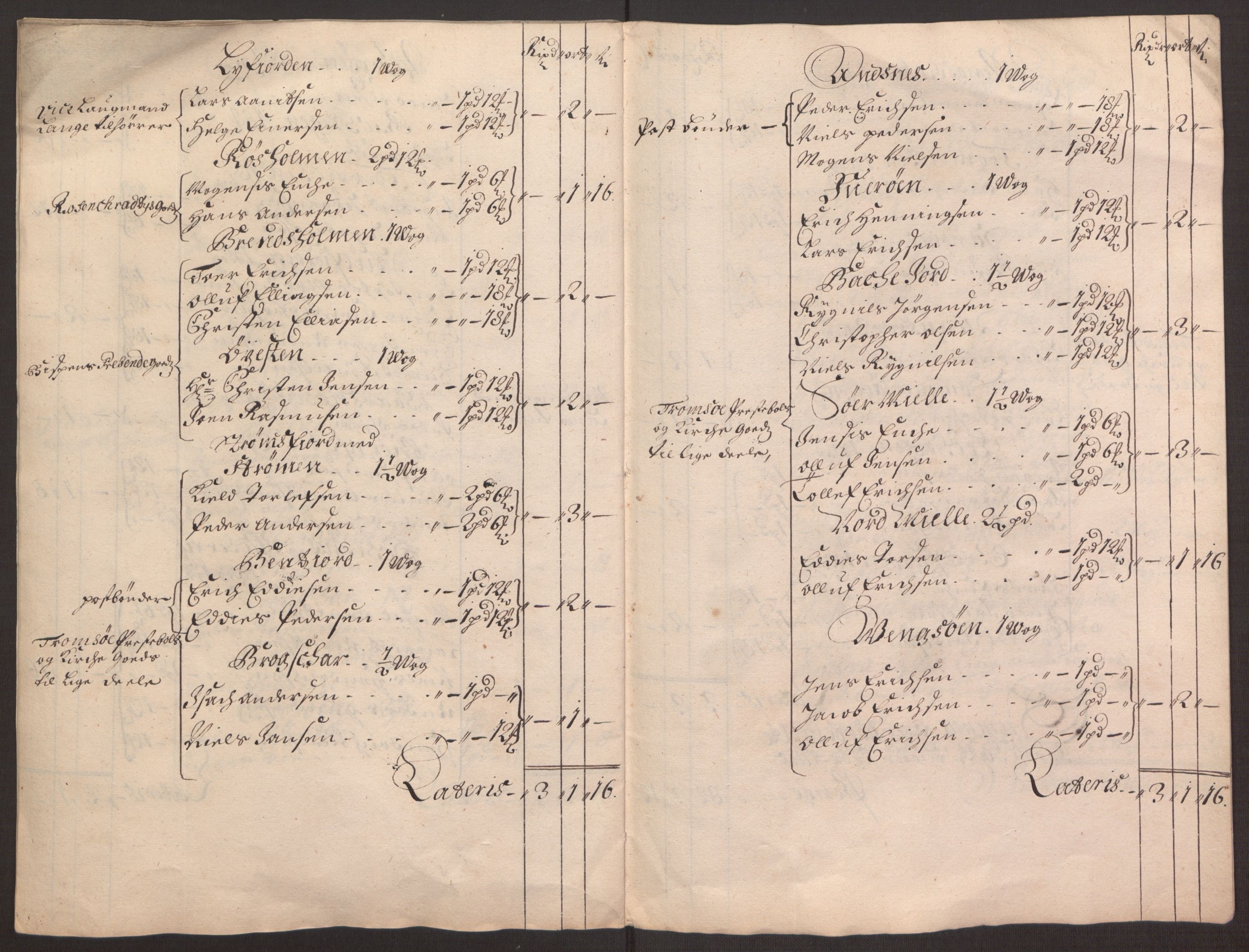 Rentekammeret inntil 1814, Reviderte regnskaper, Fogderegnskap, AV/RA-EA-4092/R68/L4753: Fogderegnskap Senja og Troms, 1694-1696, p. 189