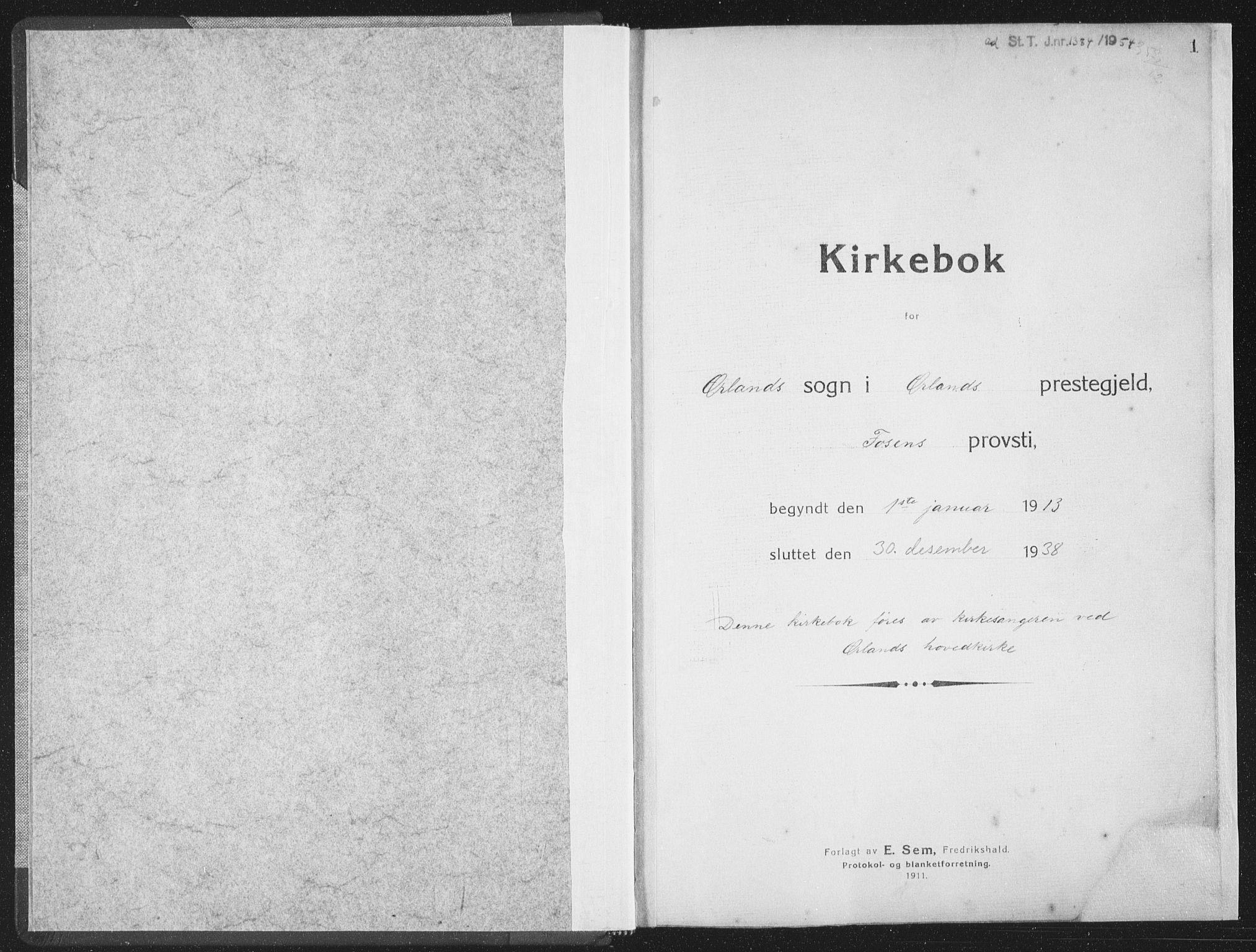 Ministerialprotokoller, klokkerbøker og fødselsregistre - Sør-Trøndelag, SAT/A-1456/659/L0747: Parish register (copy) no. 659C04, 1913-1938, p. 1