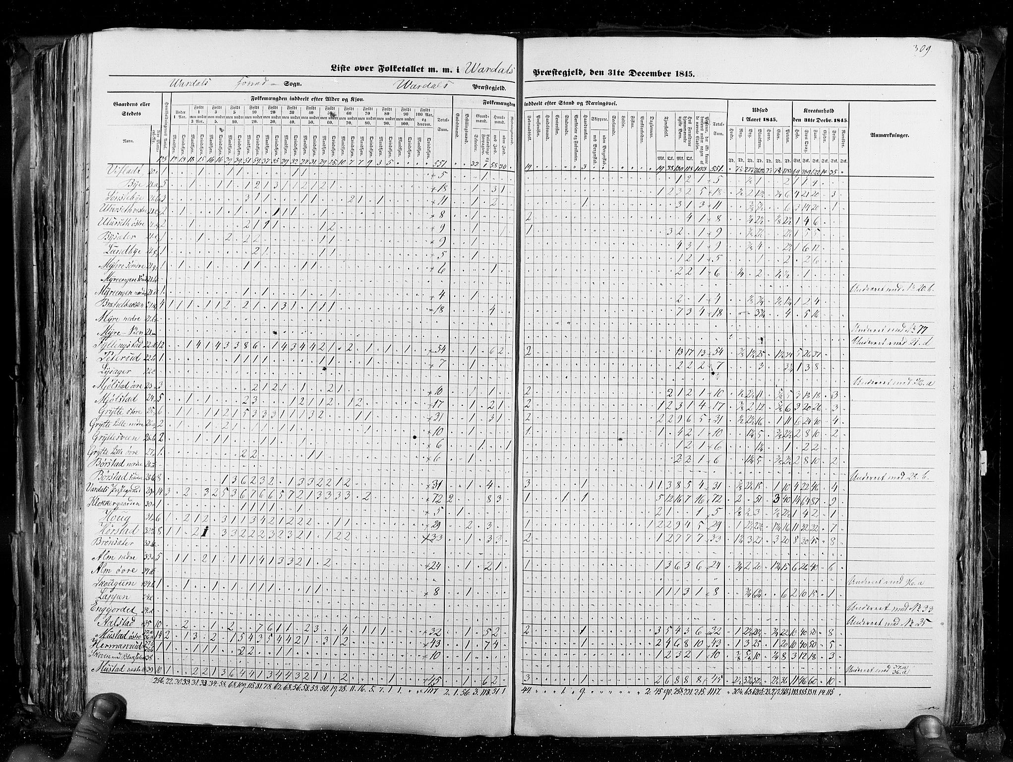 RA, Census 1845, vol. 3: Hedemarken amt og Kristians amt, 1845, p. 309