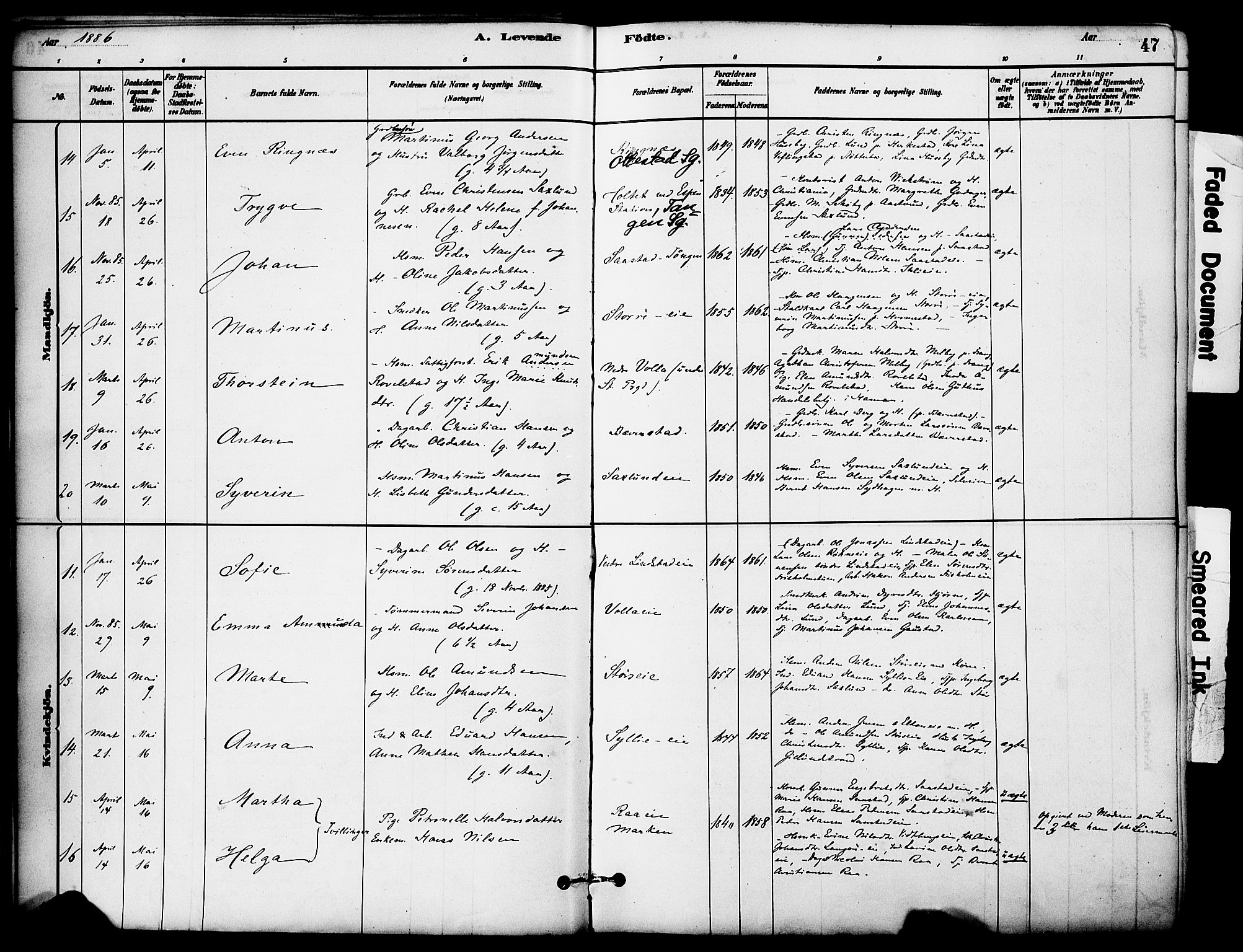 Stange prestekontor, AV/SAH-PREST-002/K/L0017: Parish register (official) no. 17, 1880-1893, p. 47