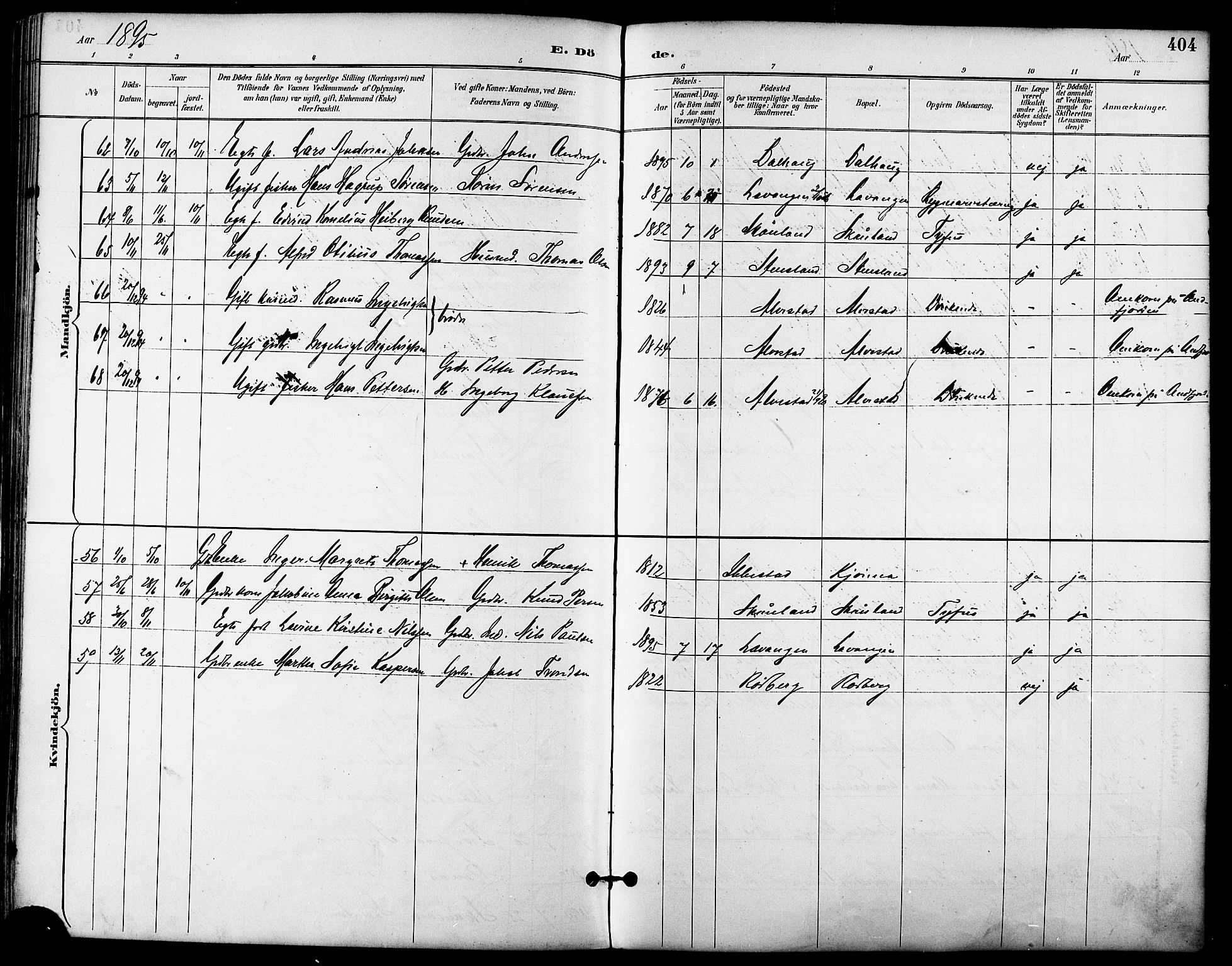 Trondenes sokneprestkontor, AV/SATØ-S-1319/H/Ha/L0016kirke: Parish register (official) no. 16, 1890-1898, p. 404