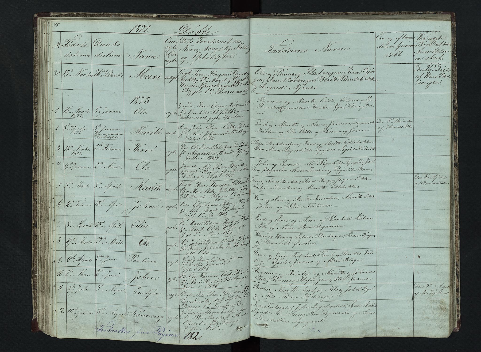 Lom prestekontor, SAH/PREST-070/L/L0014: Parish register (copy) no. 14, 1845-1876, p. 98-99