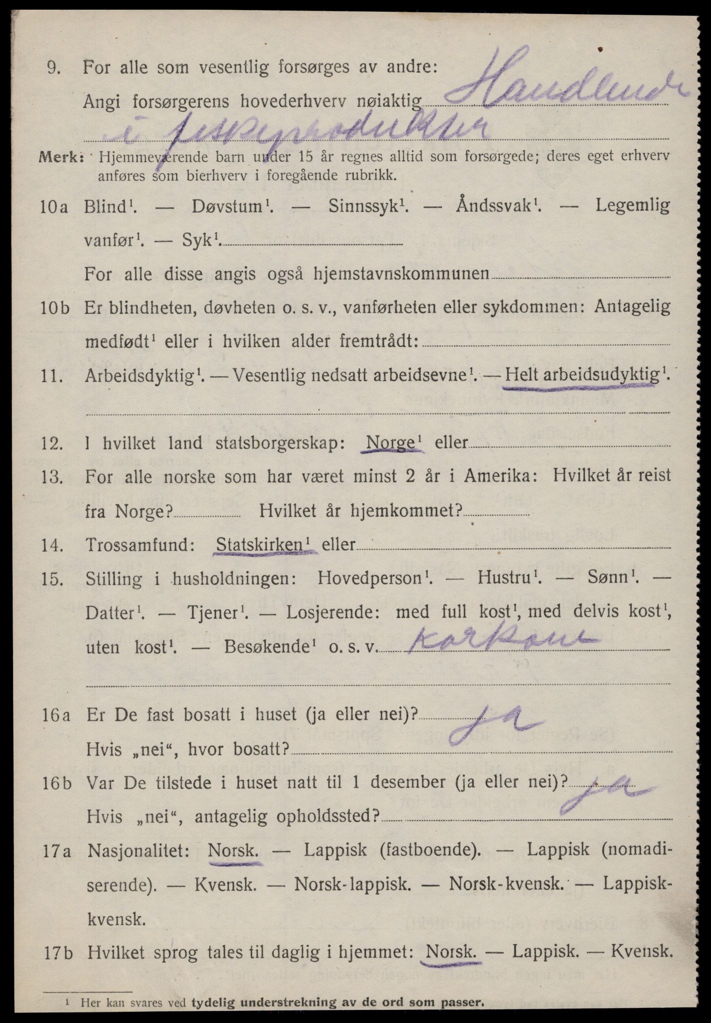 SAT, 1920 census for Kvenvær, 1920, p. 1415