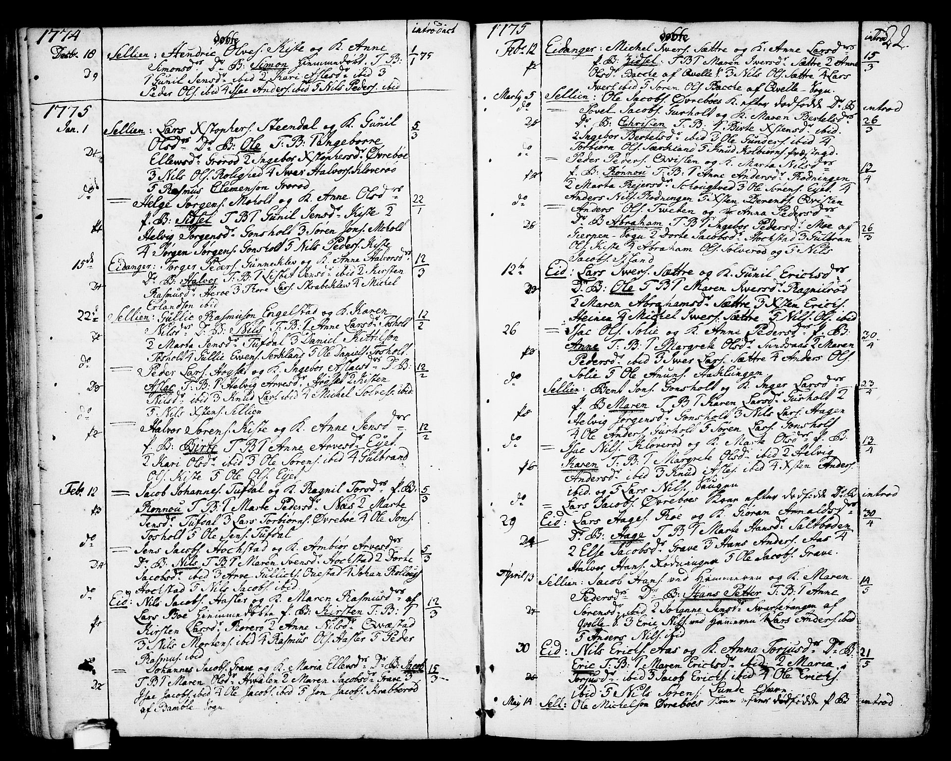 Eidanger kirkebøker, SAKO/A-261/F/Fa/L0006: Parish register (official) no. 6, 1764-1814, p. 22