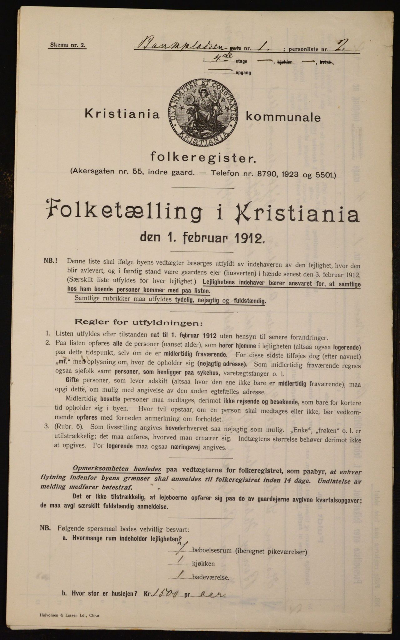 OBA, Municipal Census 1912 for Kristiania, 1912, p. 3232