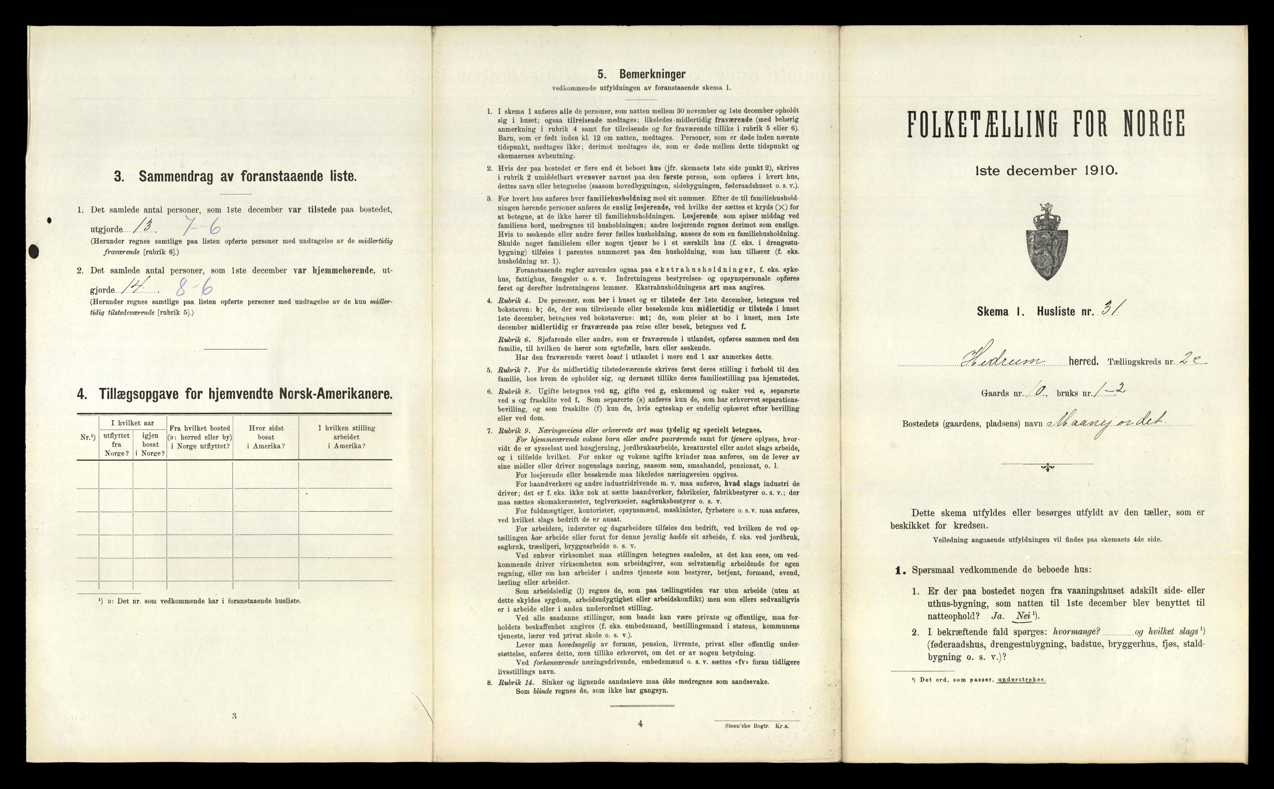 RA, 1910 census for Hedrum, 1910, p. 416