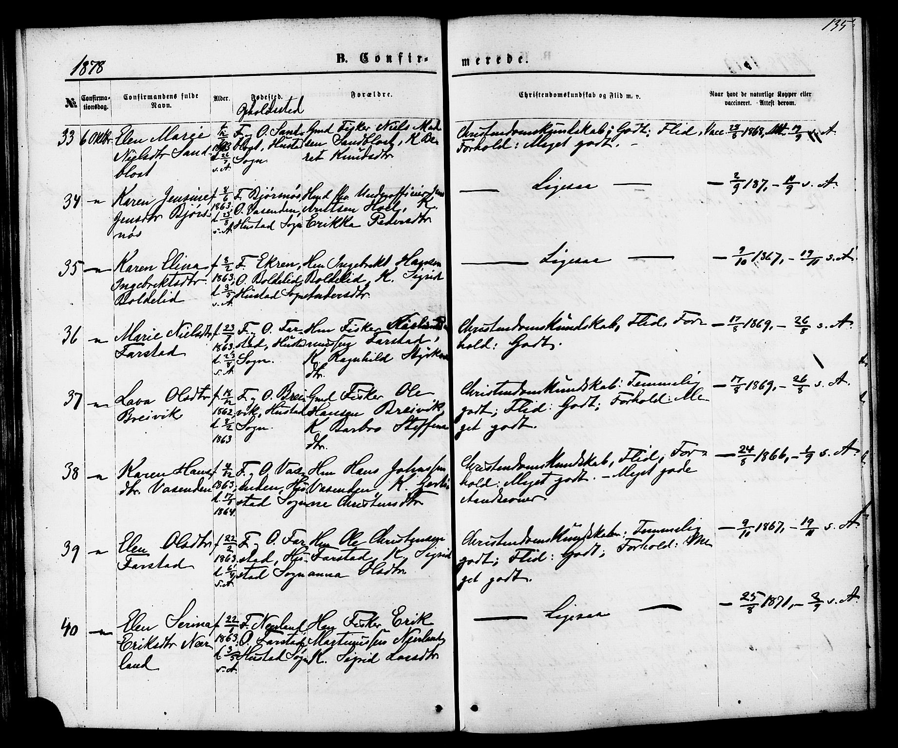 Ministerialprotokoller, klokkerbøker og fødselsregistre - Møre og Romsdal, SAT/A-1454/566/L0768: Parish register (official) no. 566A07, 1869-1881, p. 135