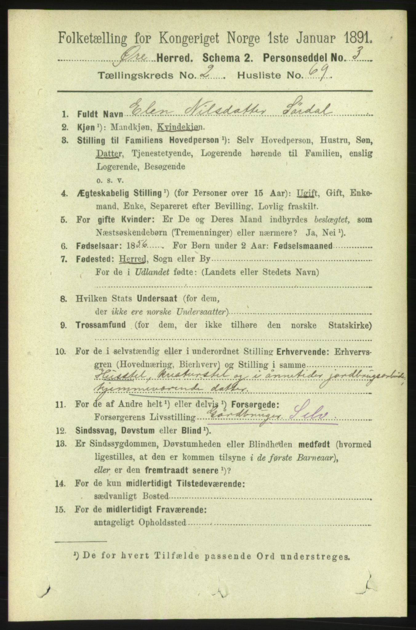 RA, 1891 census for 1558 Øre, 1891, p. 1014