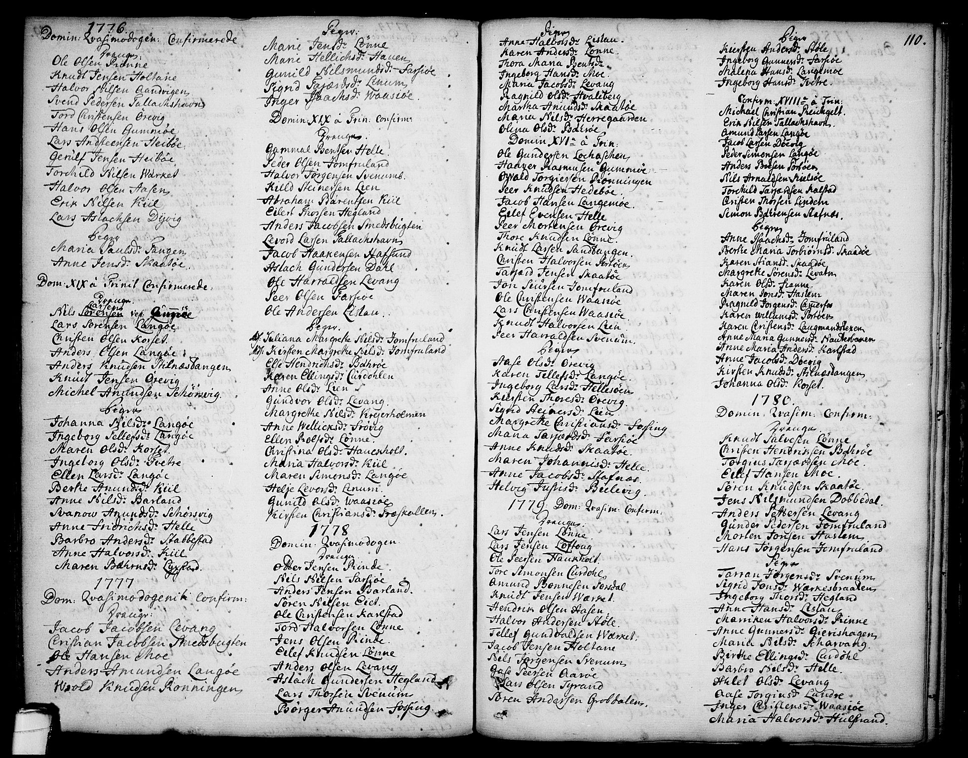 Sannidal kirkebøker, SAKO/A-296/F/Fa/L0002: Parish register (official) no. 2, 1767-1802, p. 110