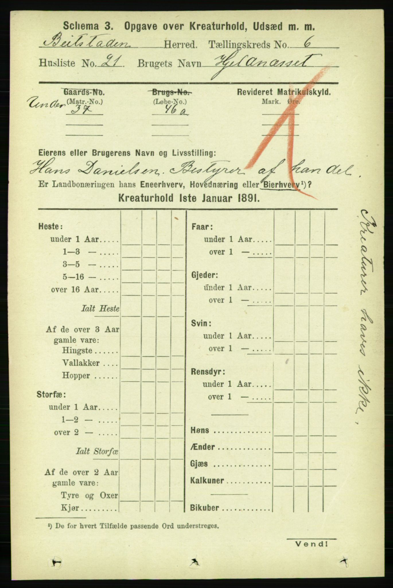 RA, 1891 census for 1727 Beitstad, 1891, p. 5891