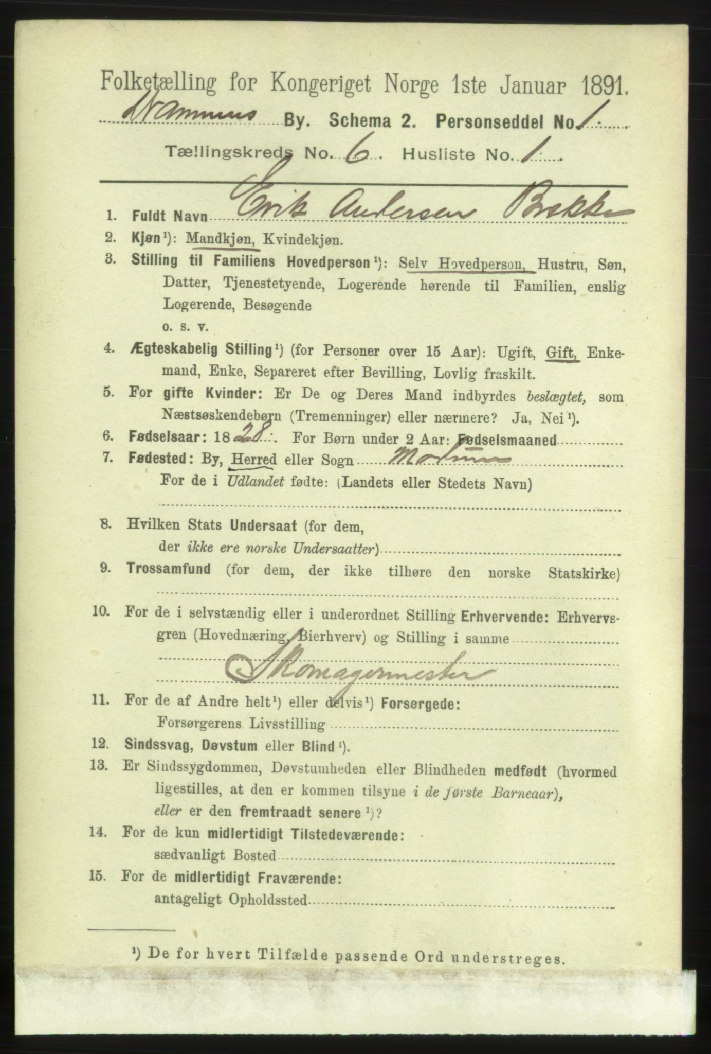 RA, 1891 census for 0602 Drammen, 1891, p. 6092