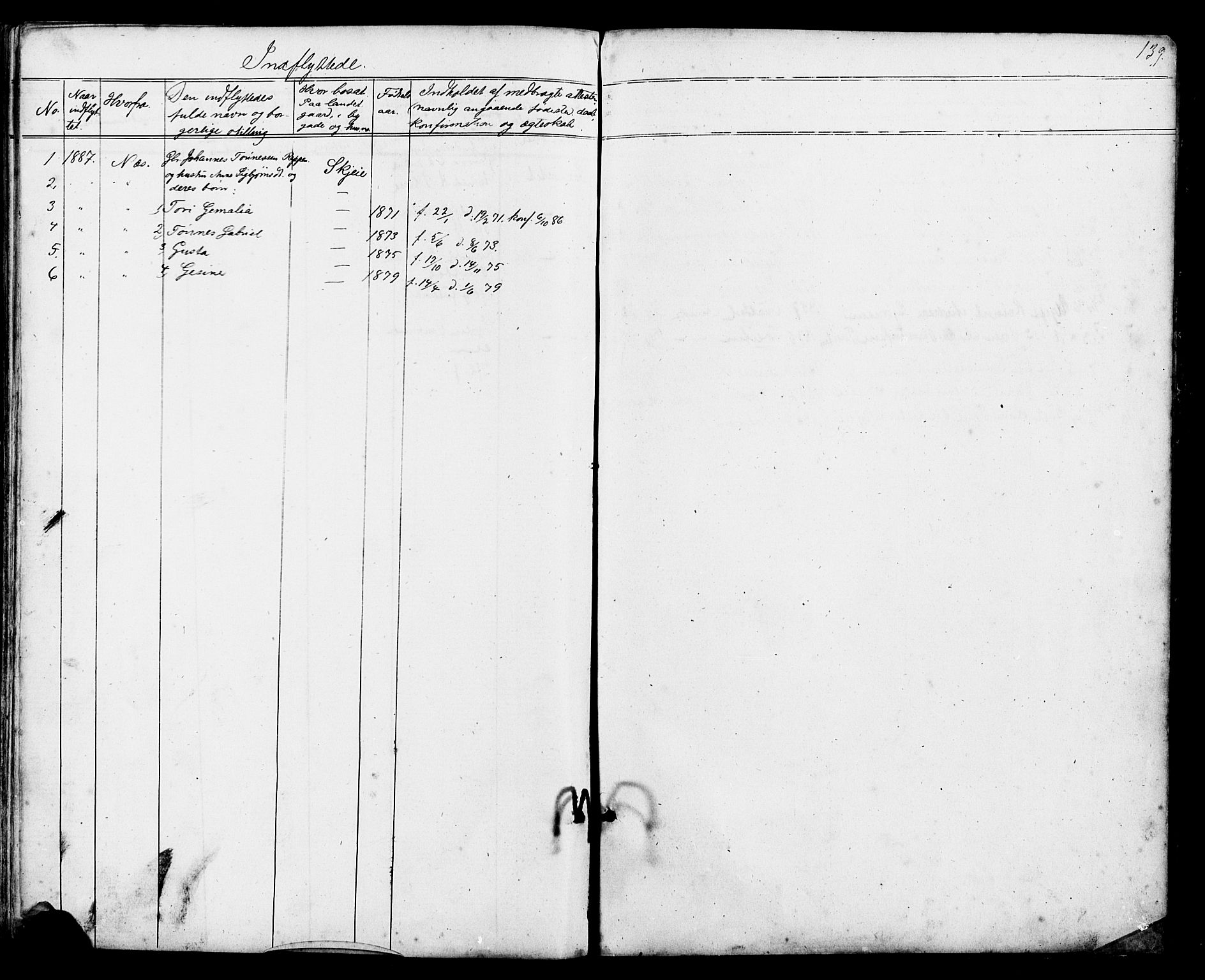 Sirdal sokneprestkontor, SAK/1111-0036/F/Fb/Fba/L0001: Parish register (copy) no. B 1, 1872-1905, p. 139