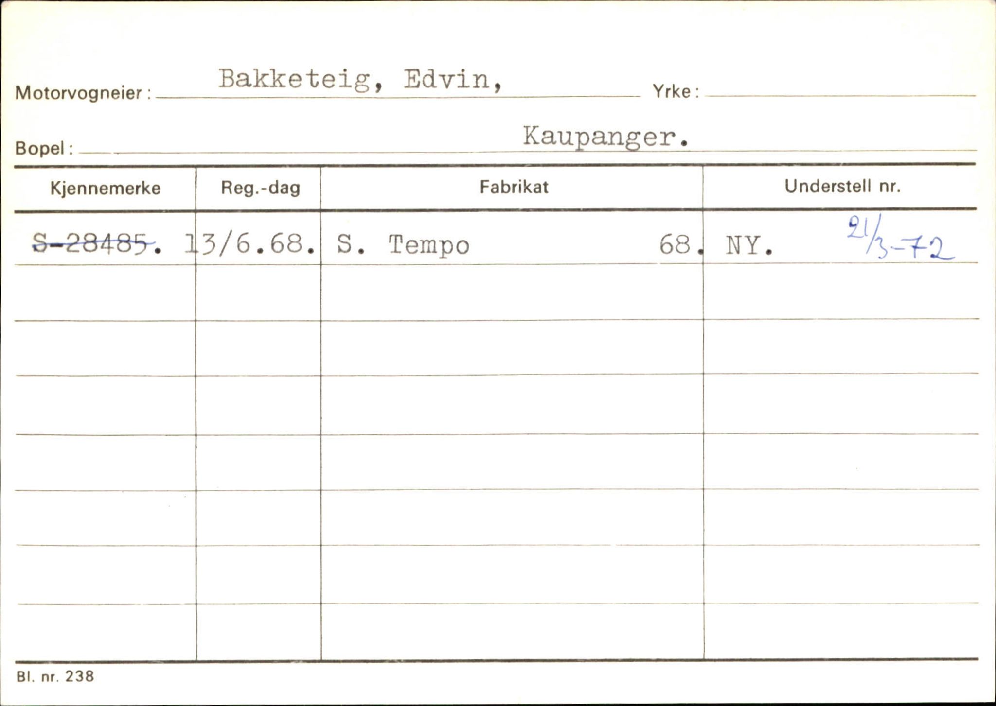 Statens vegvesen, Sogn og Fjordane vegkontor, SAB/A-5301/4/F/L0124: Eigarregister Sogndal A-U, 1945-1975, p. 46