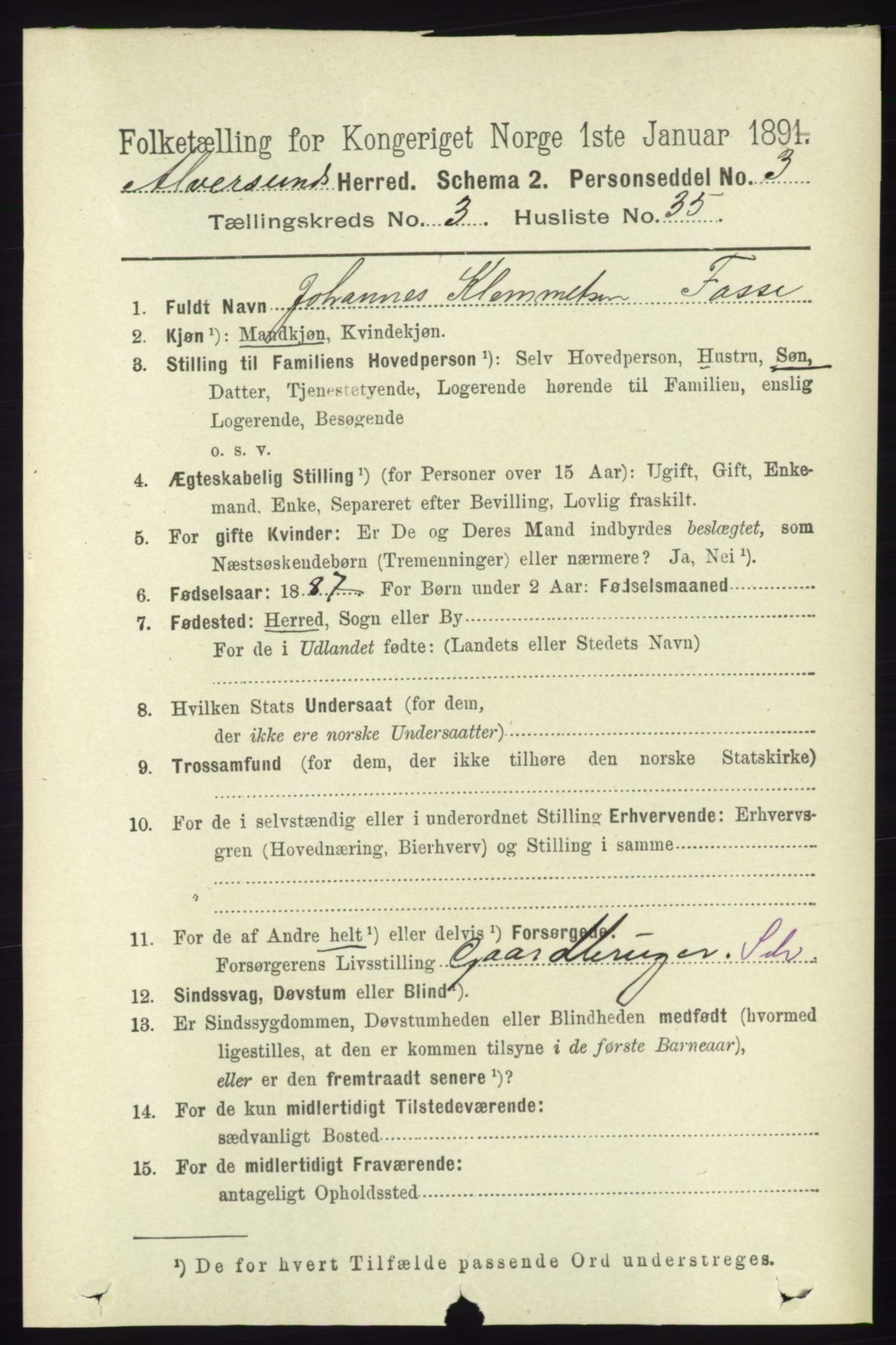 RA, 1891 census for 1257 Alversund, 1891, p. 1270