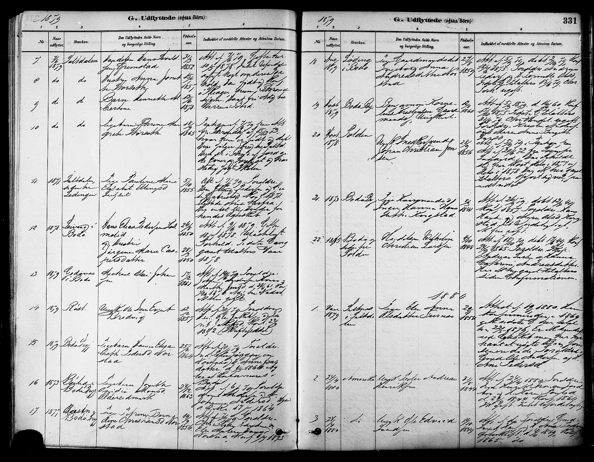 Ministerialprotokoller, klokkerbøker og fødselsregistre - Nordland, SAT/A-1459/852/L0740: Parish register (official) no. 852A10, 1878-1894, p. 331